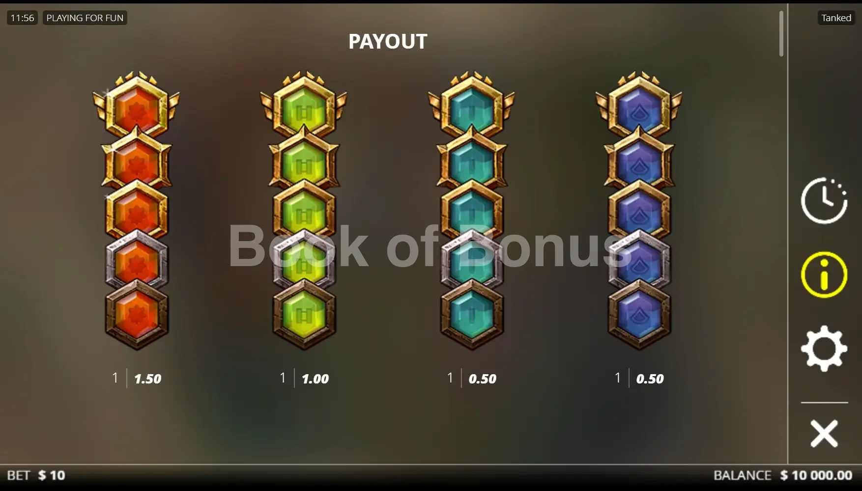 Tanked par Nolimit City - table des gains et valeurs des symboles
