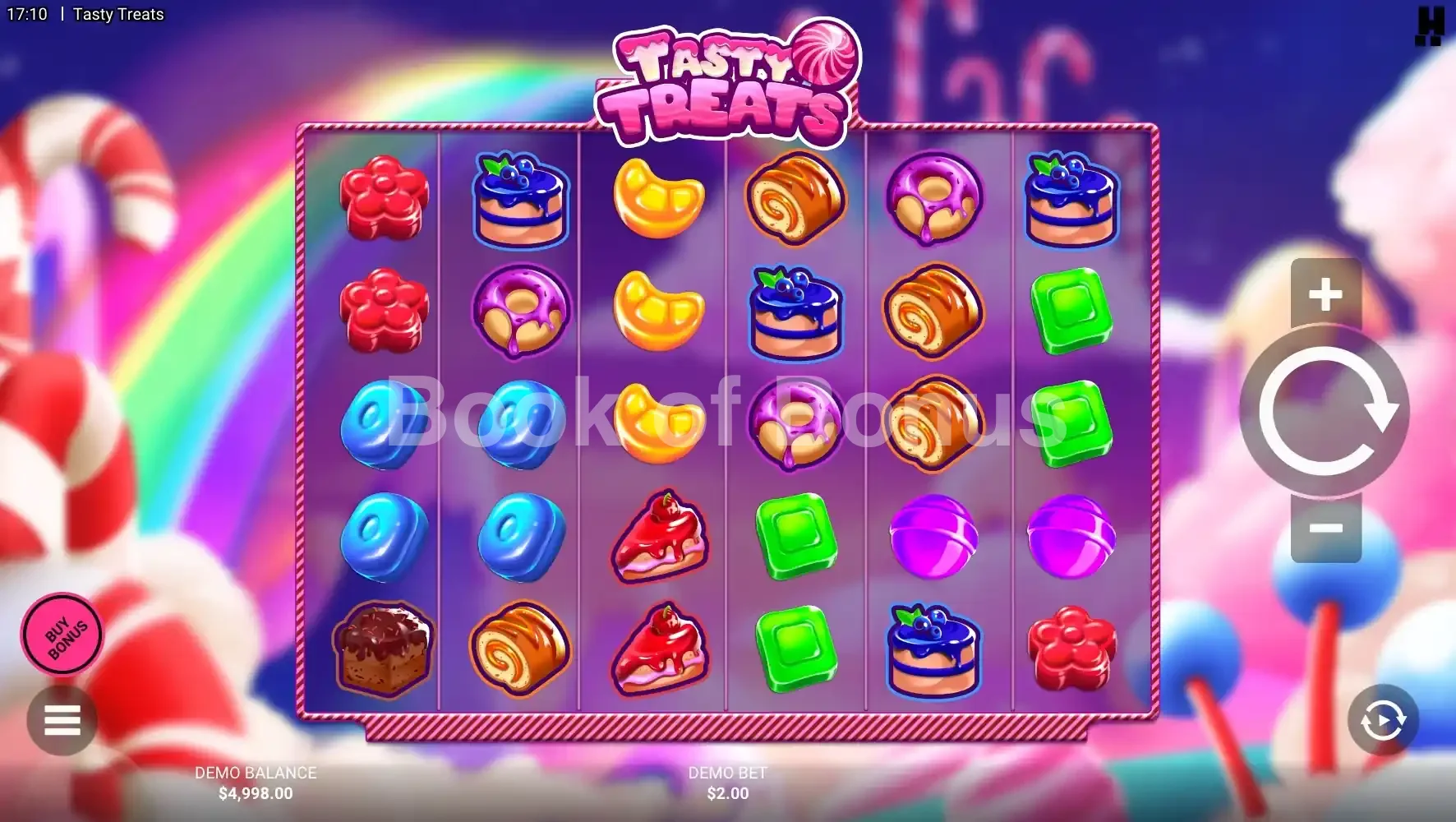 Tasty Treats par Hacksaw Gaming - jeu de base et disposition des rouleaux
