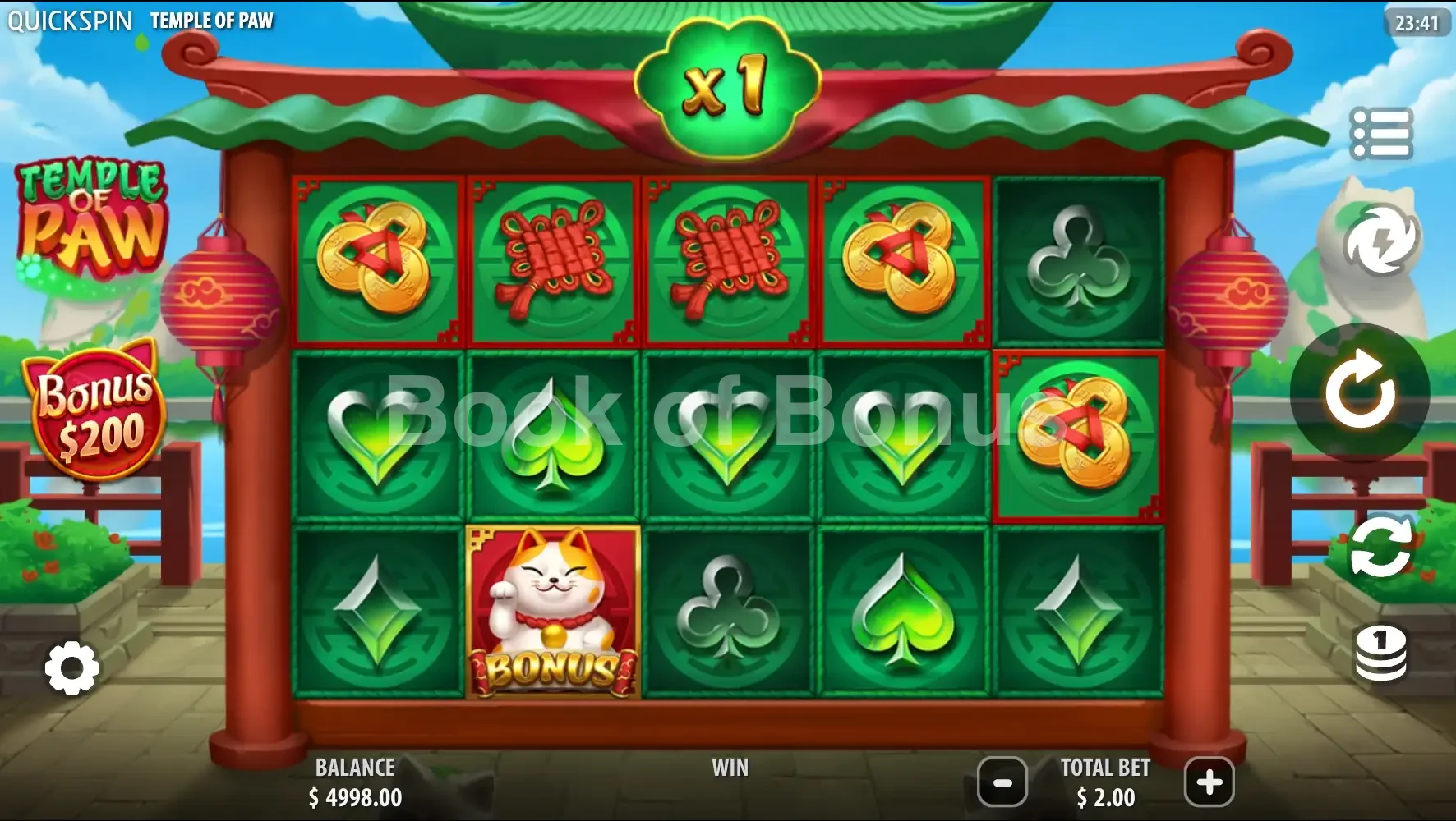 Temple of Paw par Quickspin - jeu de base et disposition des rouleaux