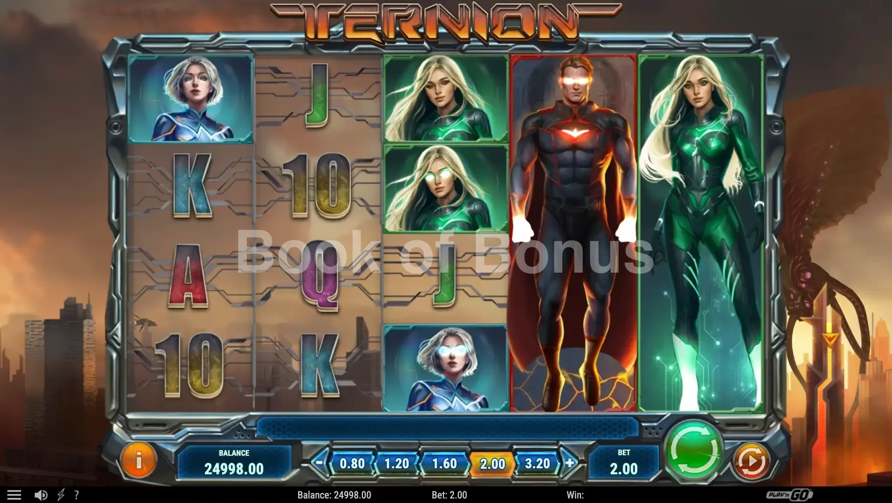 Ternion par Play'n GO - jeu de base et disposition des rouleaux