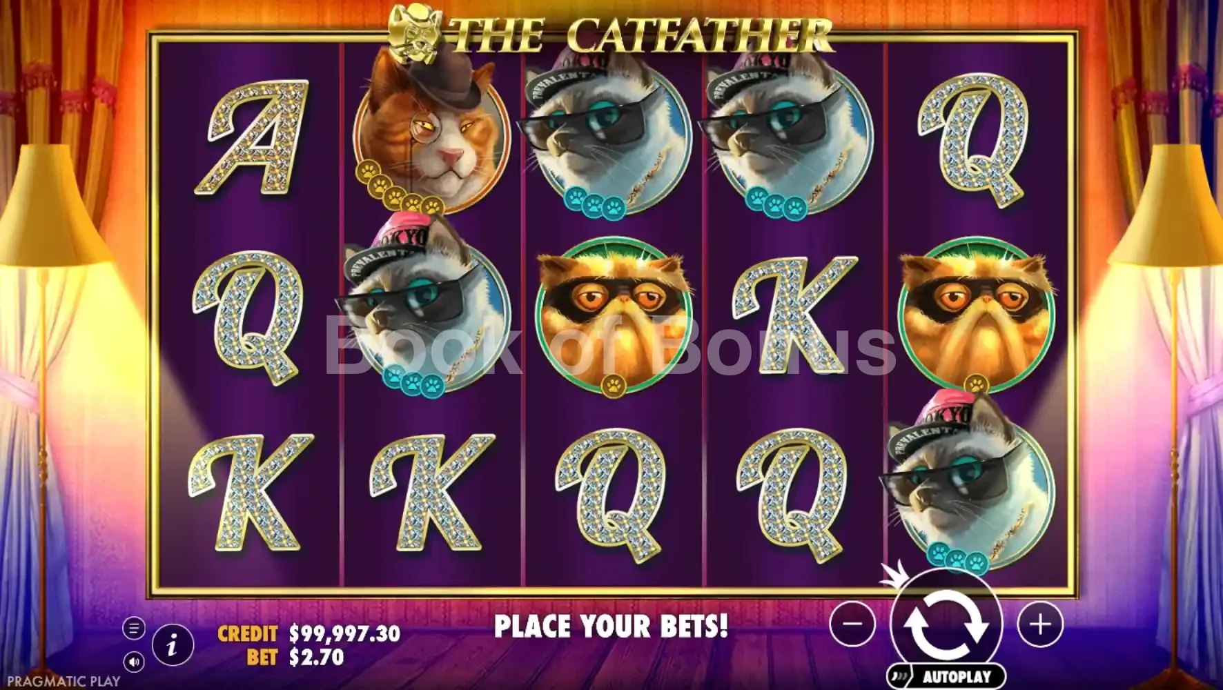 The Catfather par Pragmatic Play - jeu de base et disposition des rouleaux