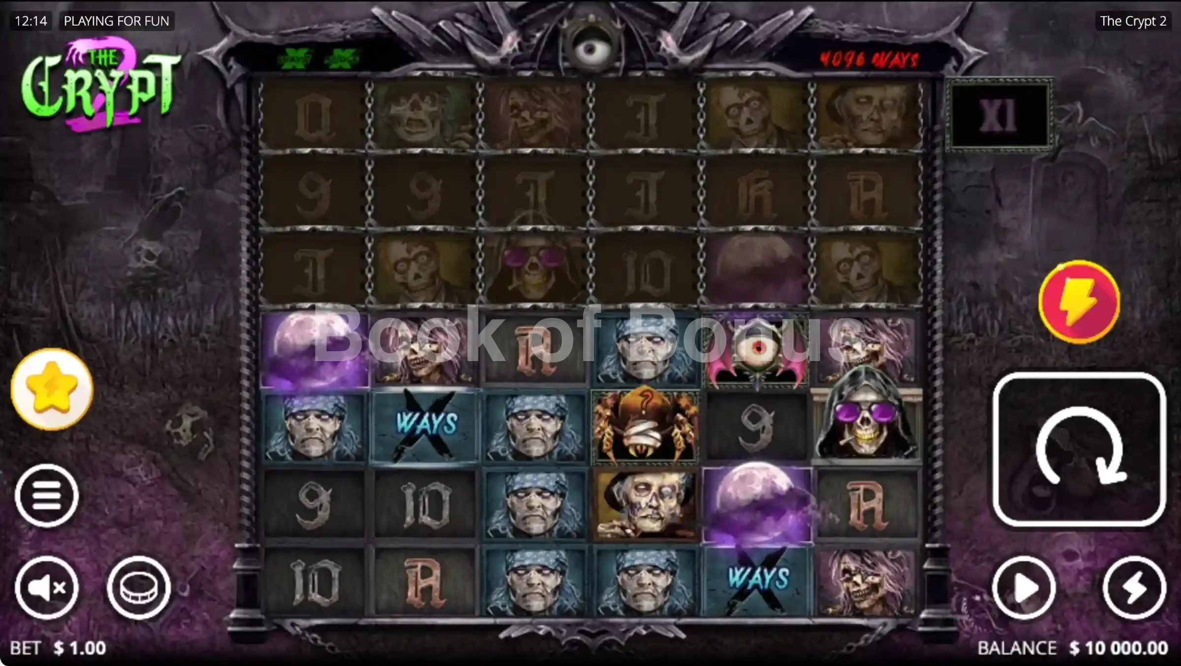 The Crypt 2 par Nolimit City - jeu de base et disposition des rouleaux