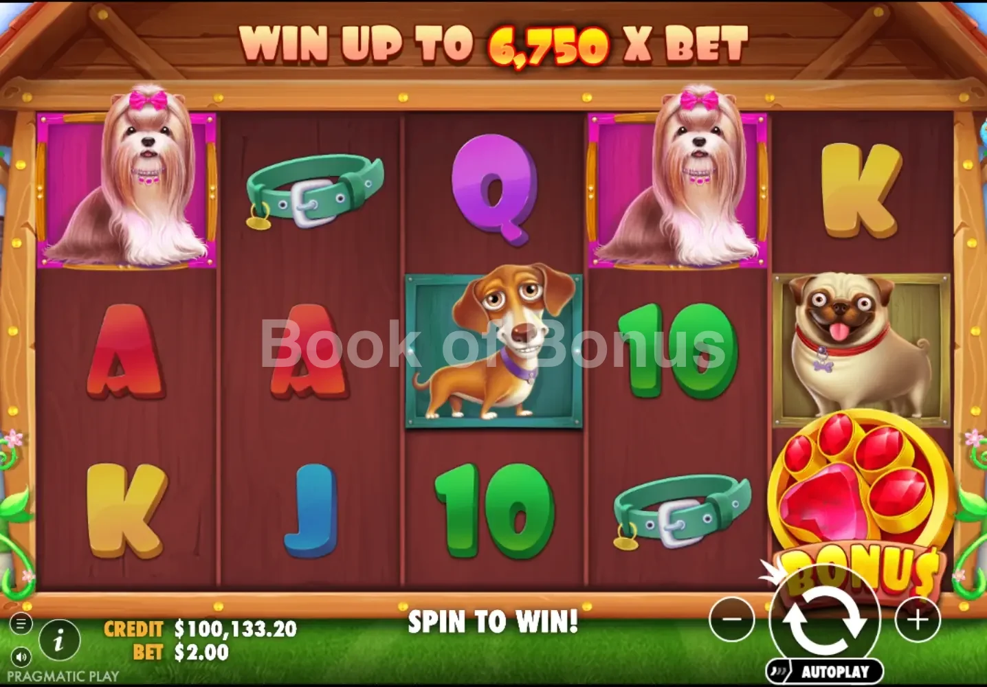 The Dog House par Pragmatic Play - jeu de base et disposition des rouleaux