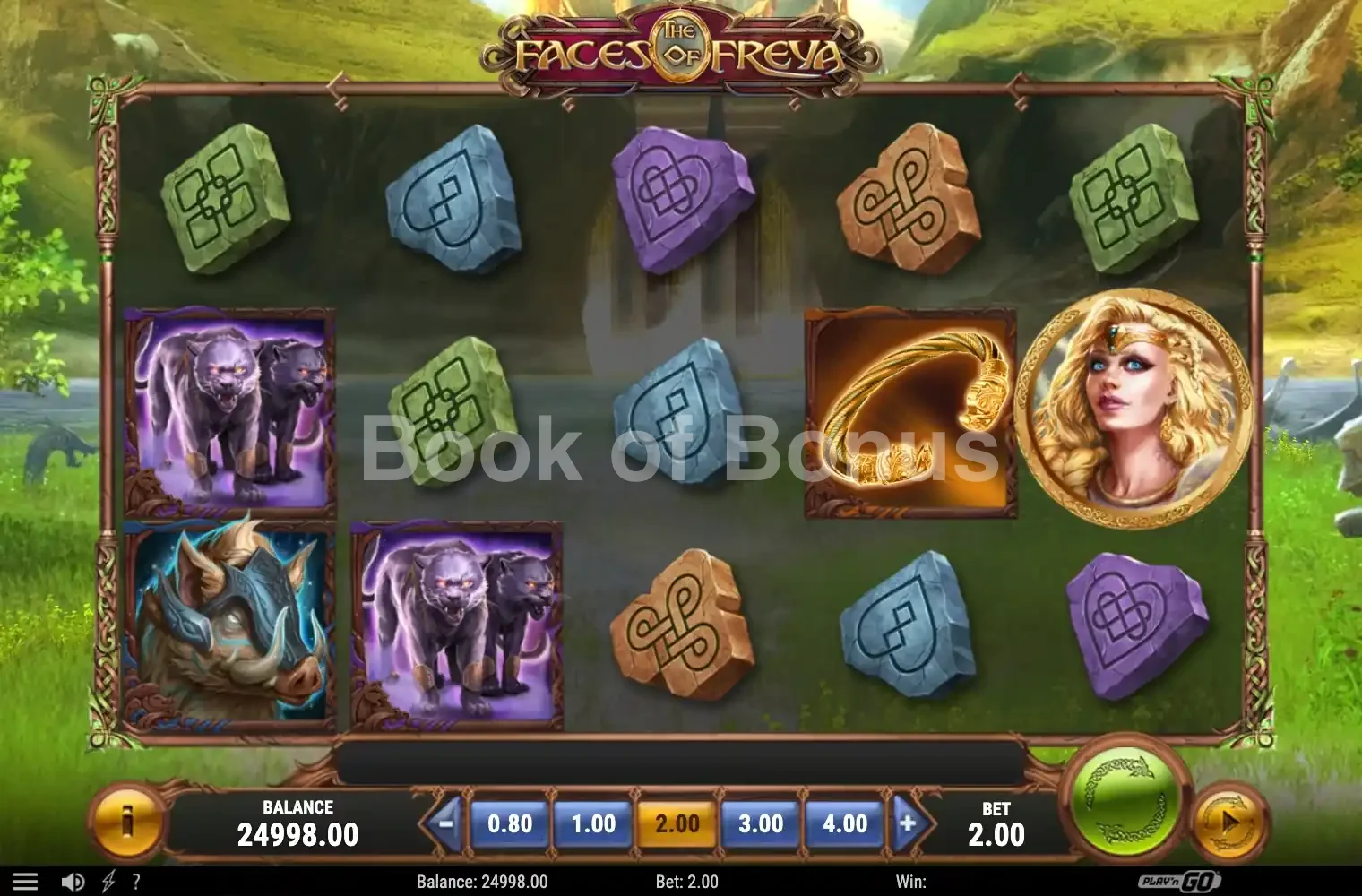The Faces of Freya par Play'n GO - jeu de base et disposition des rouleaux