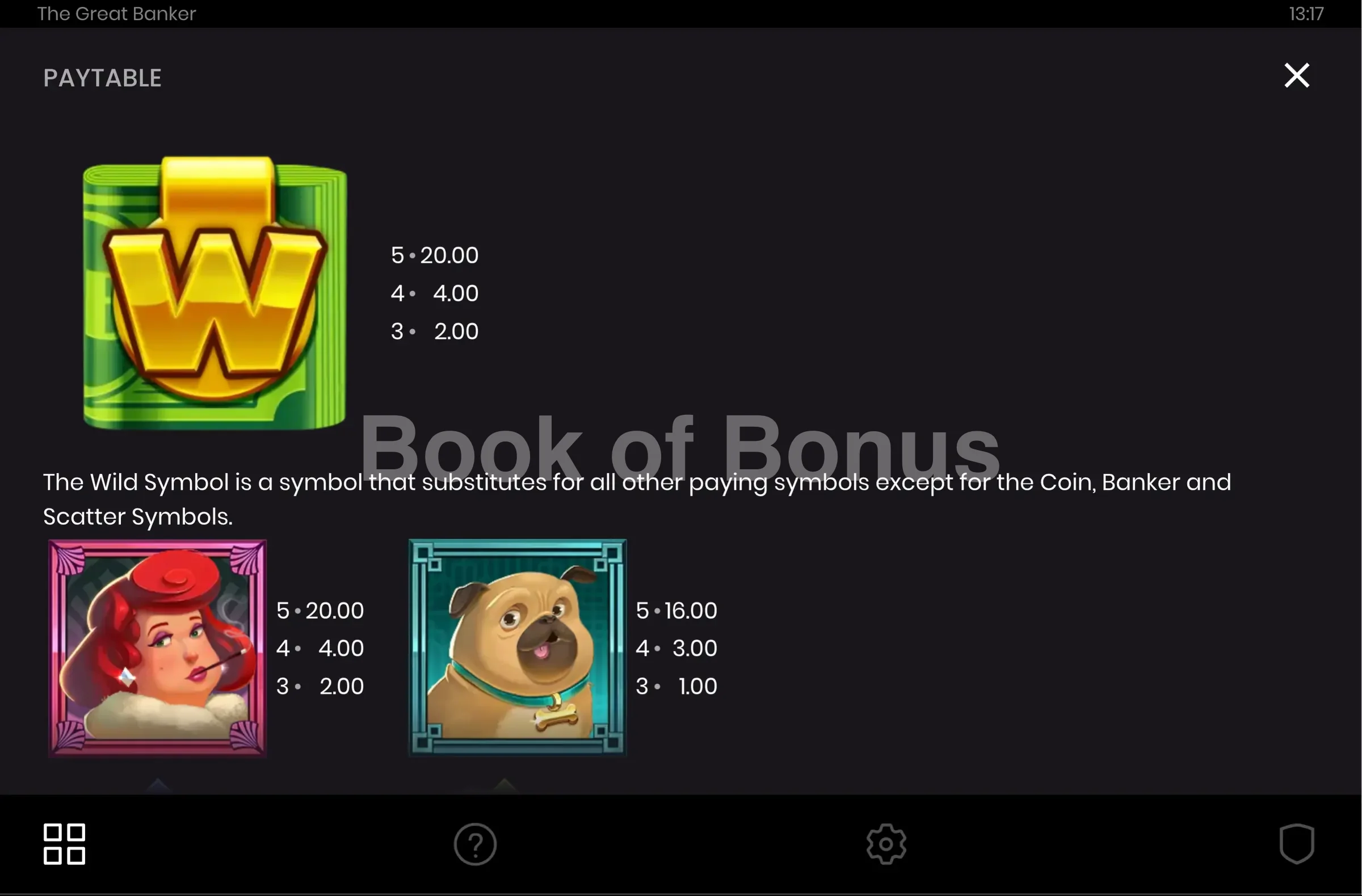 The Great Banker par Push Gaming - table des gains et valeurs des symboles