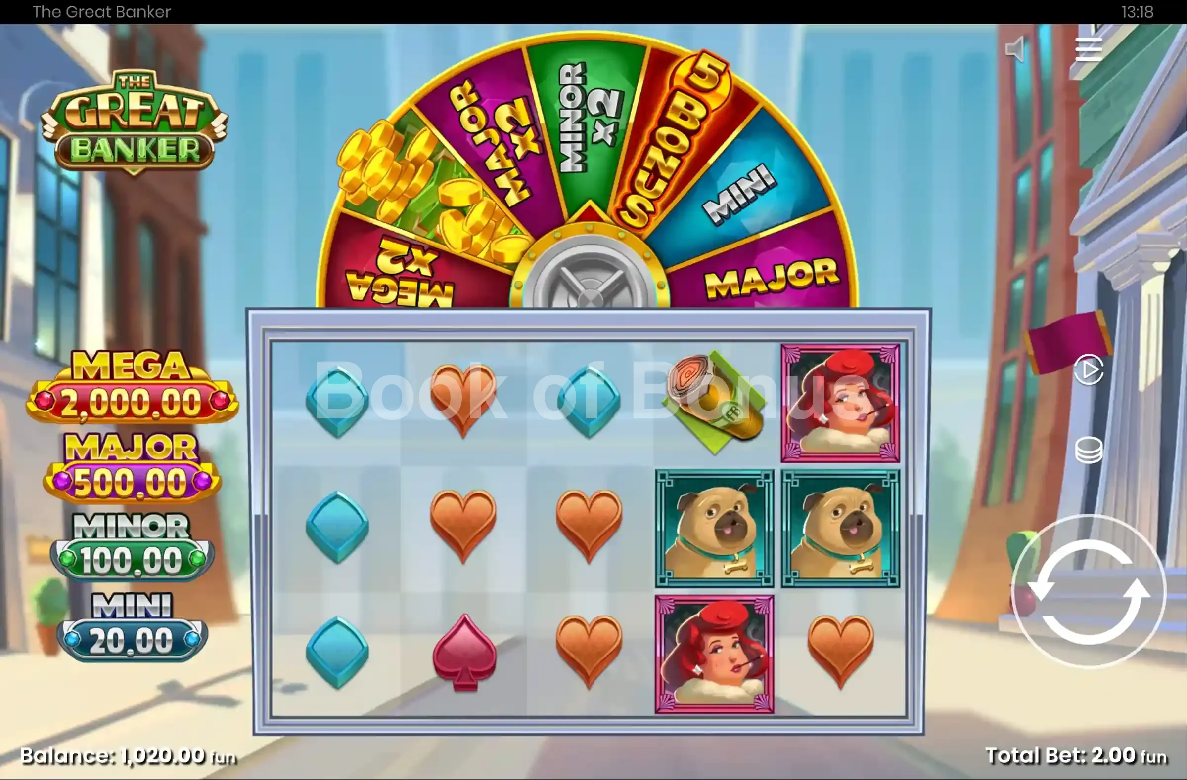 The Great Banker par Push Gaming - jeu de base et disposition des rouleaux