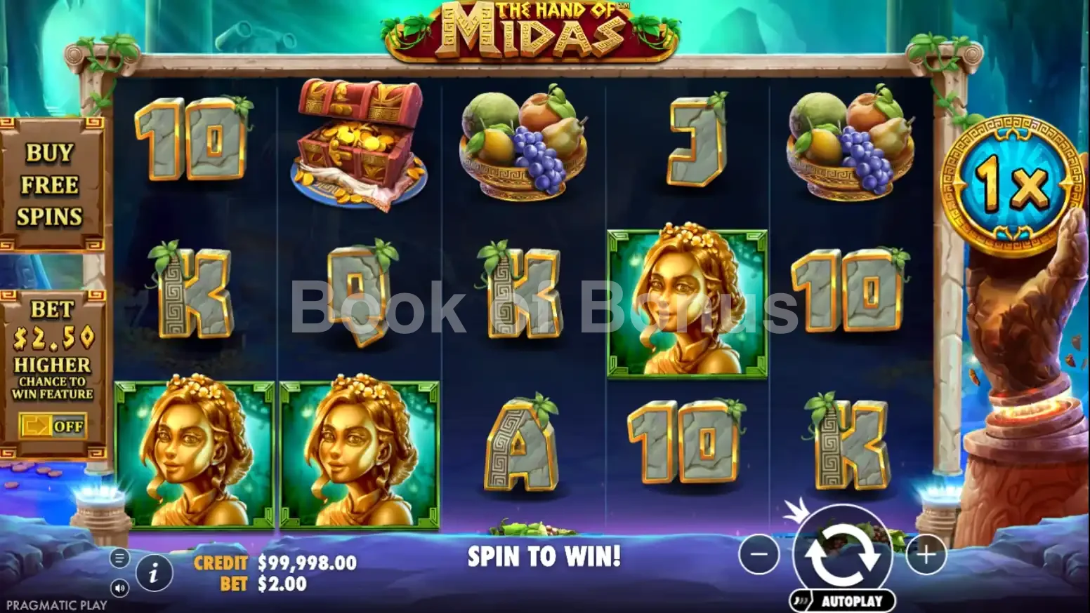 The Hand of Midas par Pragmatic Play - jeu de base et disposition des rouleaux