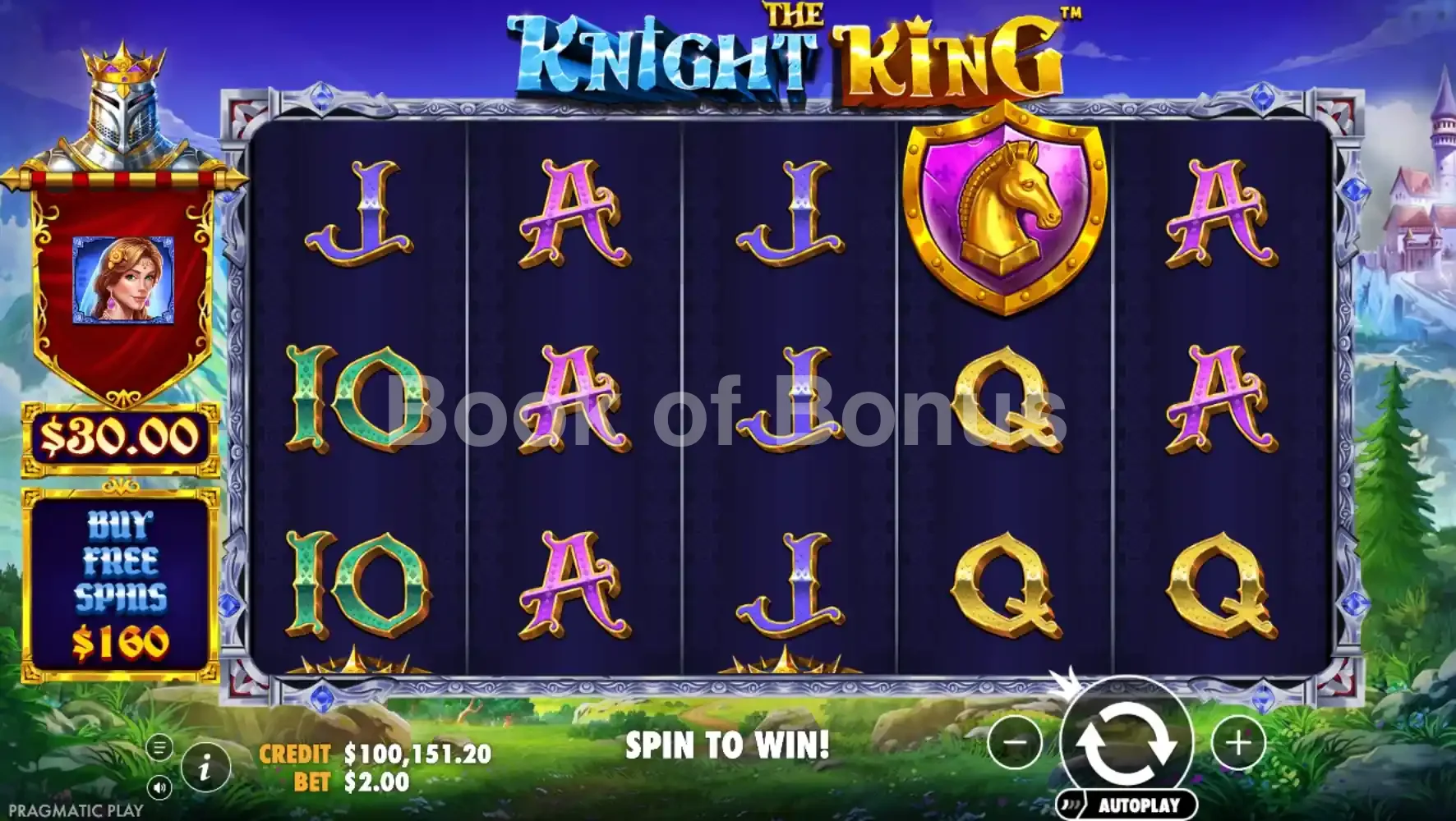 The Knight King par Pragmatic Play - jeu de base et disposition des rouleaux