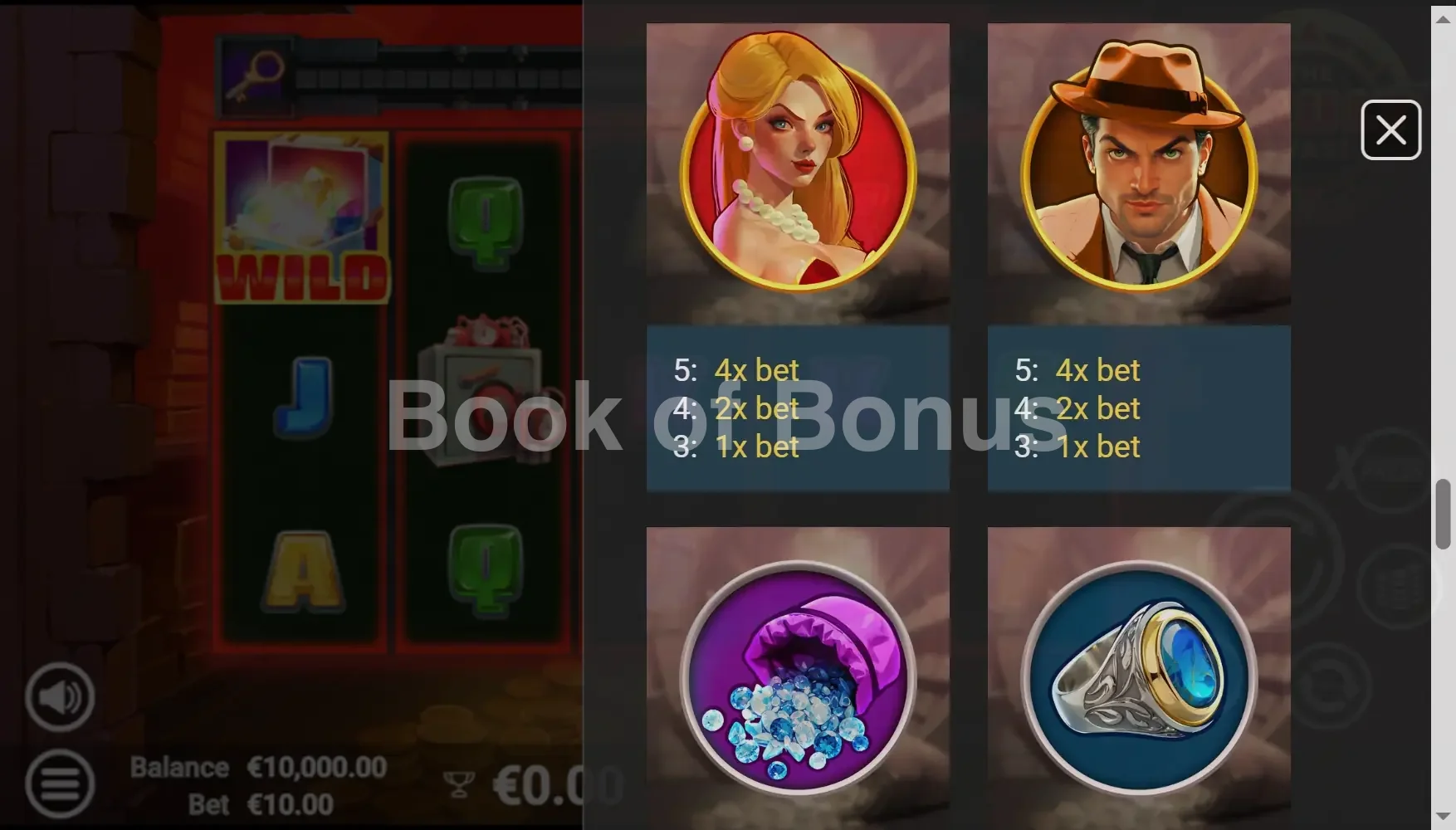 The Vault Chase par Avatar UX - table des gains et valeurs des symboles