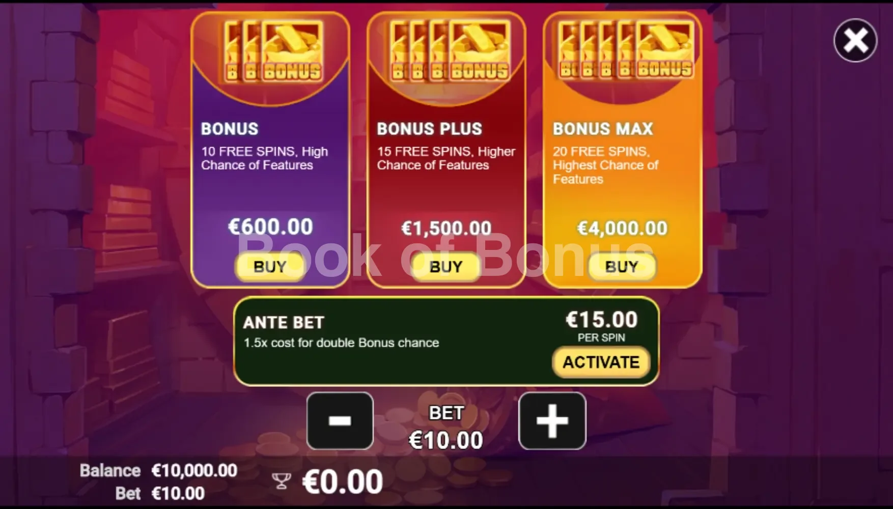 The Vault Chase par Avatar UX - menu d'achat de bonus et options