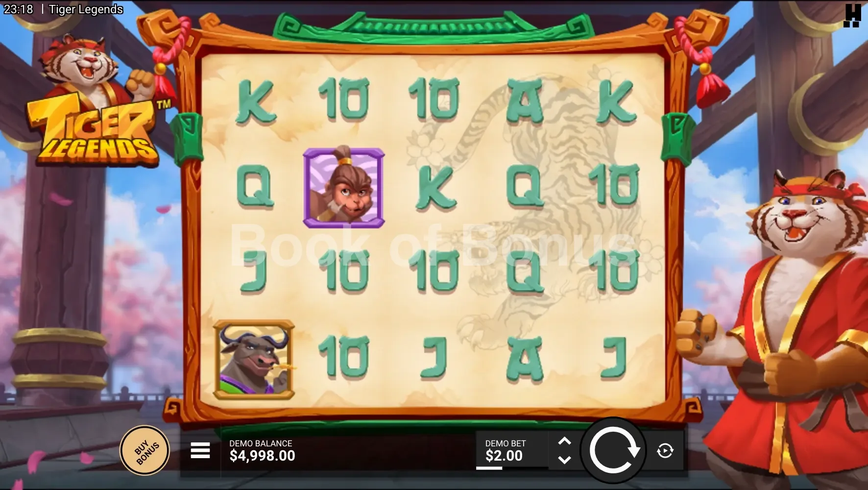 Tiger Legends par Hacksaw Gaming - jeu de base et disposition des rouleaux