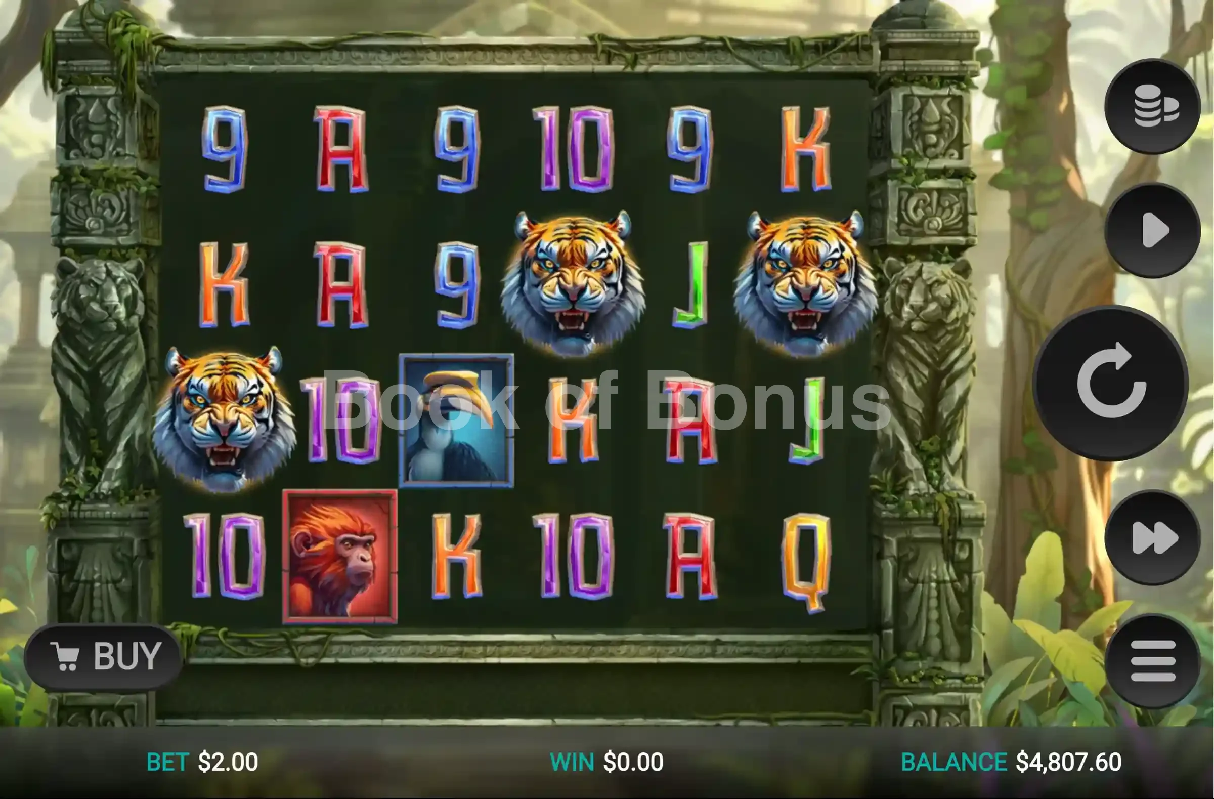 Tiger Shrine par Relax Gaming - jeu de base et disposition des rouleaux