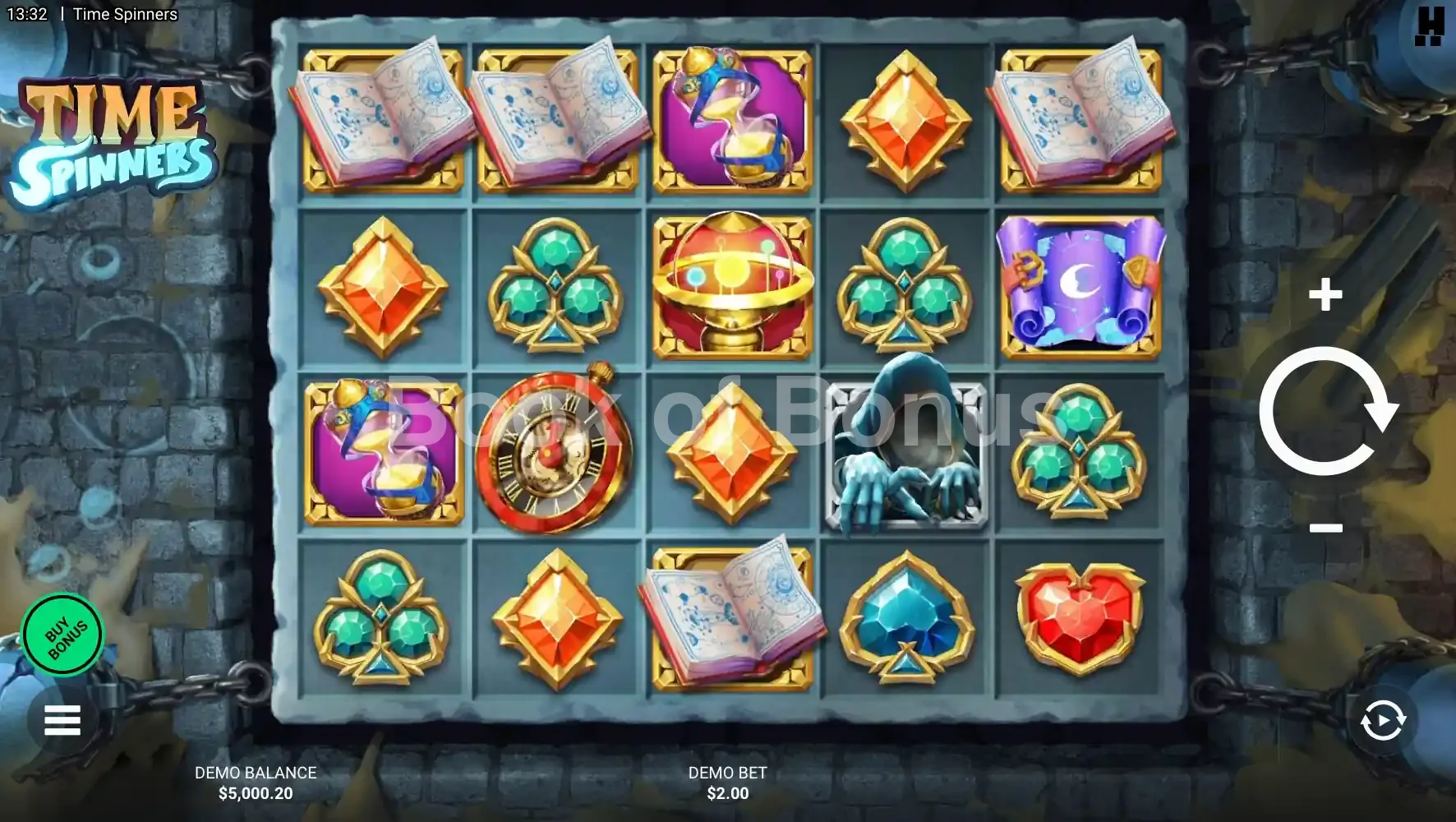 Time Spinners par Hacksaw Gaming - jeu de base et disposition des rouleaux