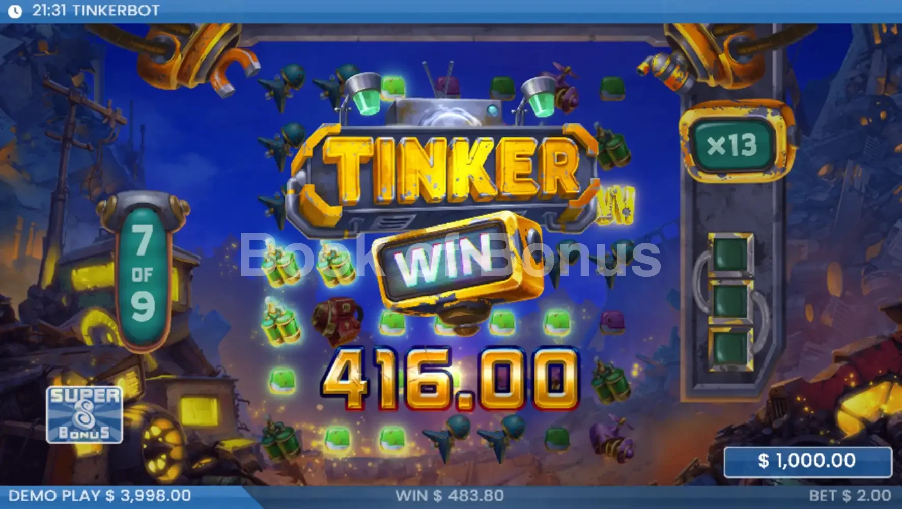 Tinkerbot par ELK Studios - gros gain