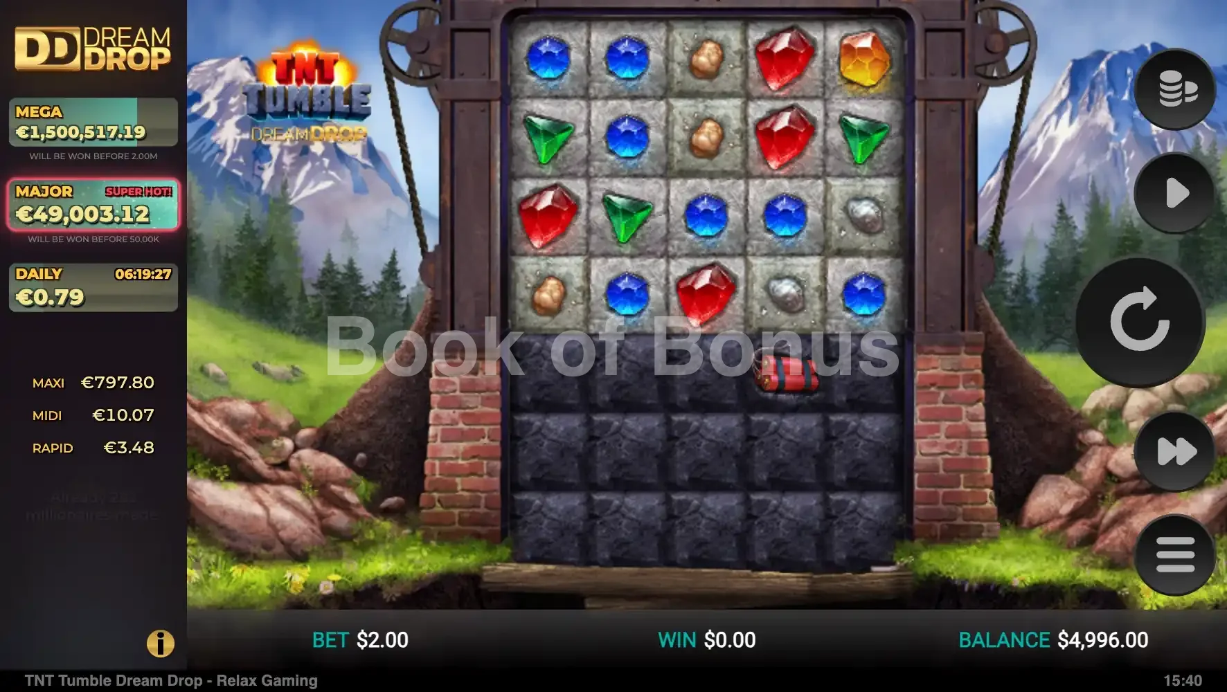 TNT Tumble Dream Drop par Relax Gaming - base game 2