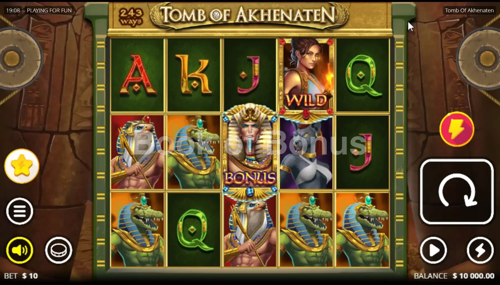 Tomb of Akhenaten par Nolimit City - jeu de base et disposition des rouleaux