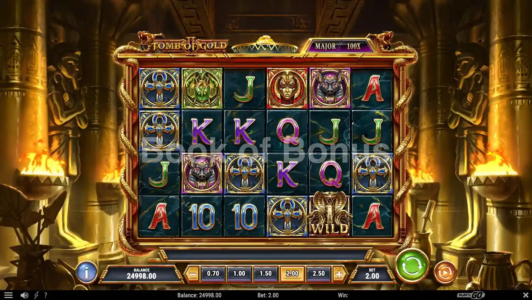 Tomb of Gold 2 par Play'n GO - jeu de base et disposition des rouleaux