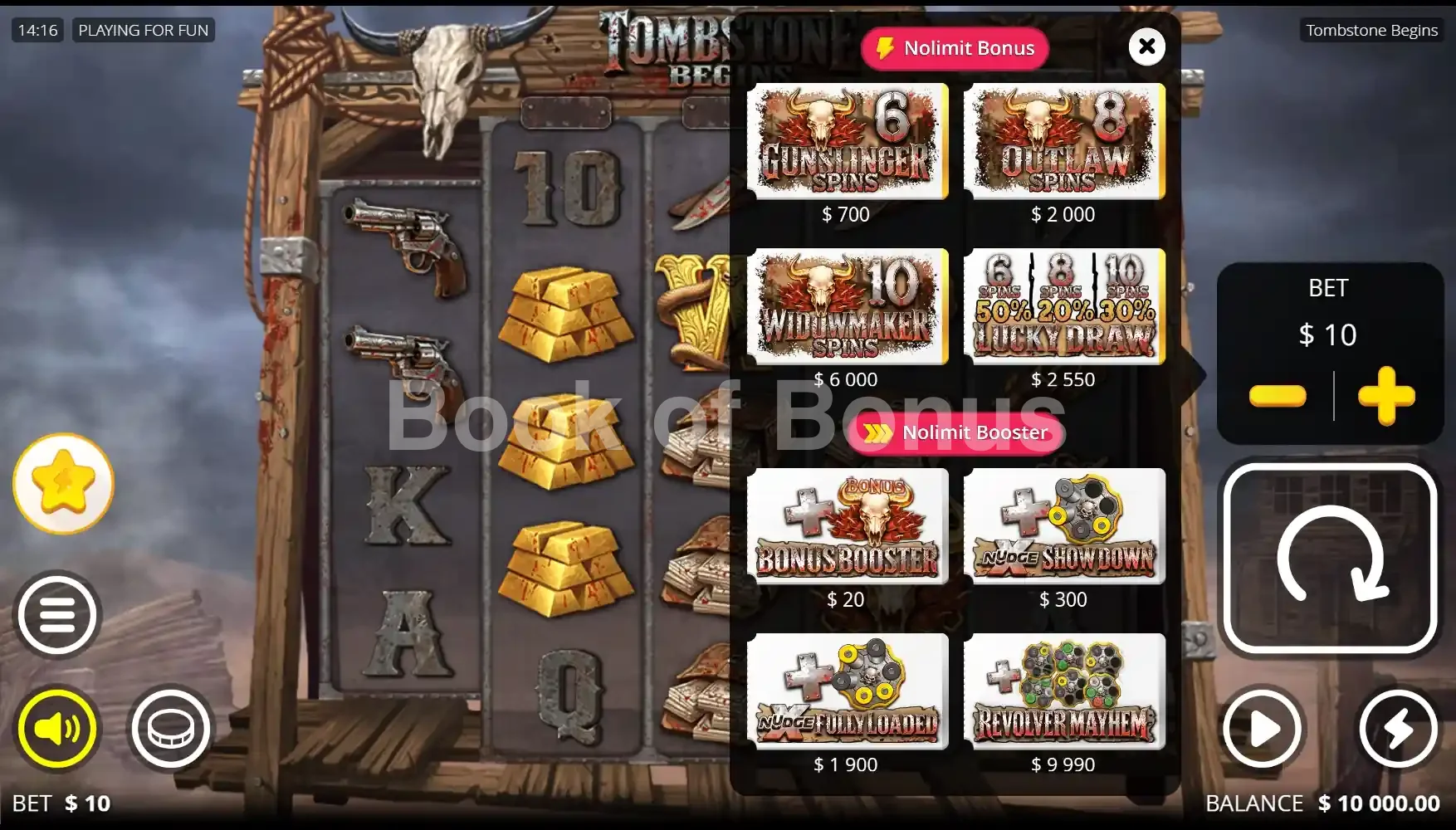 Options d'achat bonus Tombstone Begins
