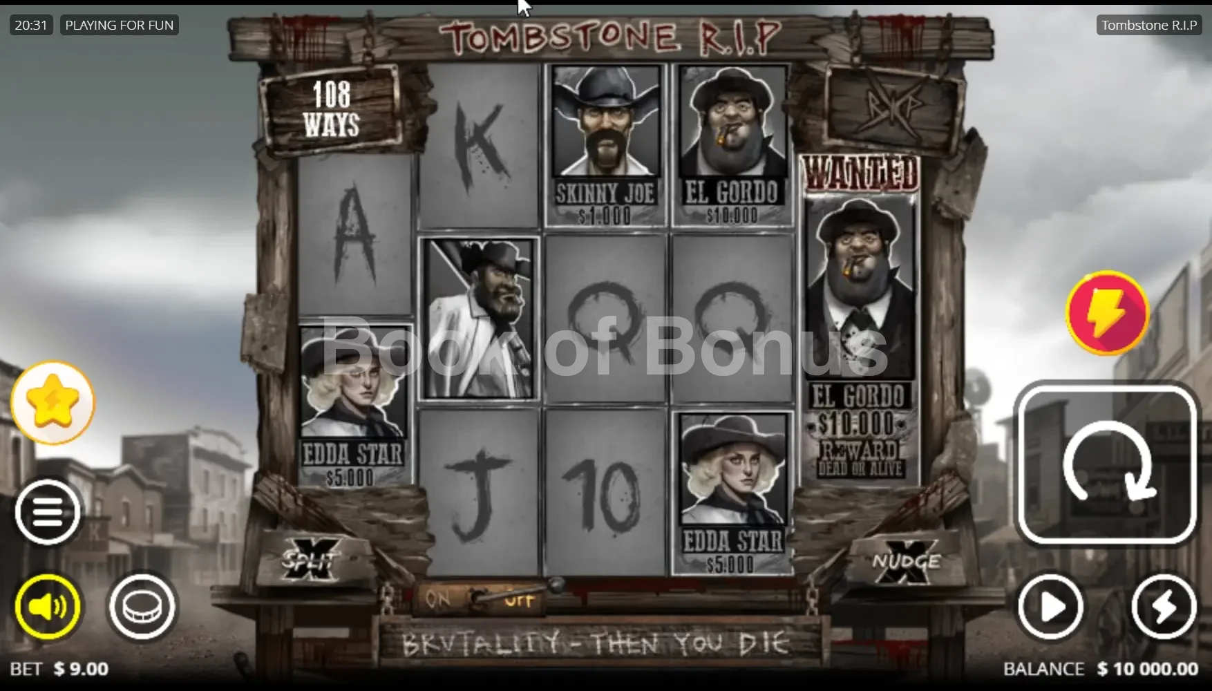 Tombstone RIP par Nolimit City - jeu de base et disposition des rouleaux