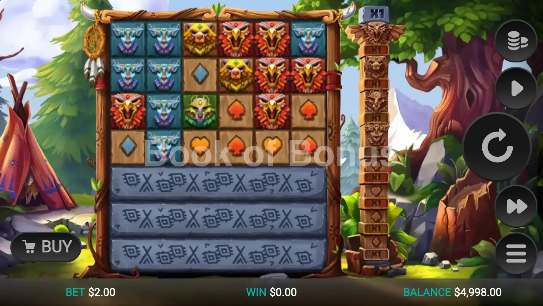 Totem Guardians Dream Drop par Relax Gaming - jeu de base et disposition des rouleaux