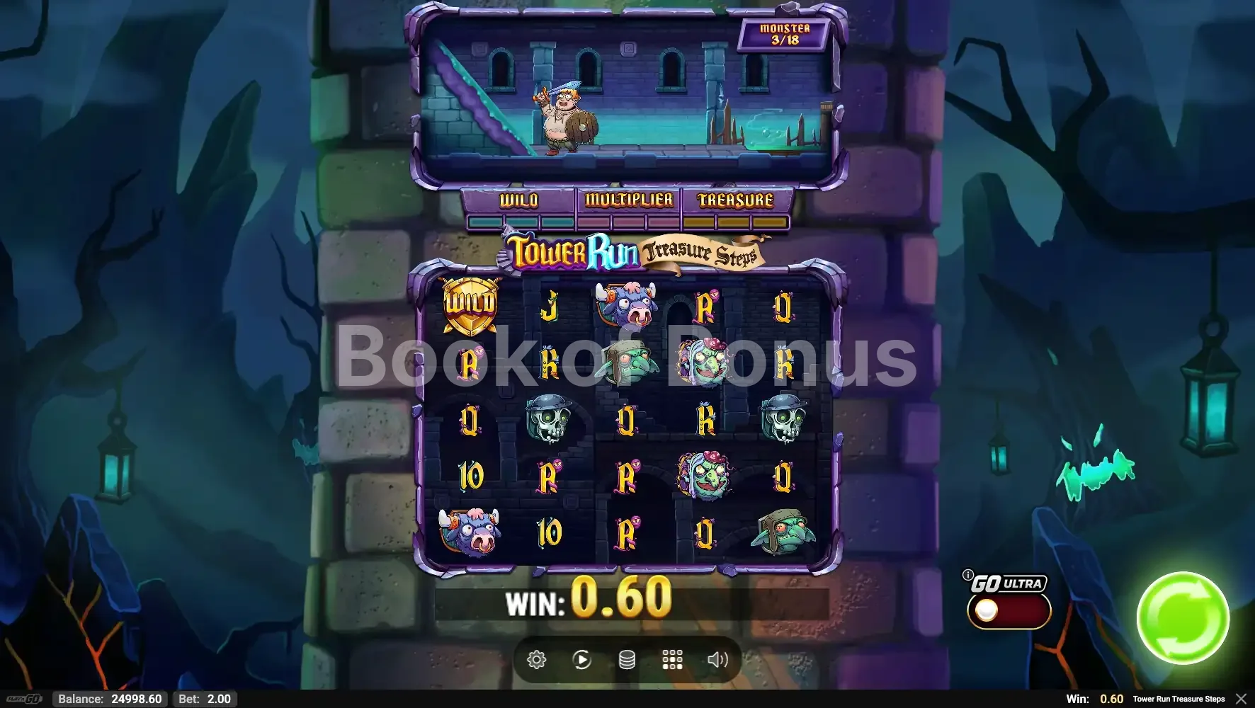 Tower Run Treasure Steps par Play'n GO - jeu de base et disposition des rouleaux