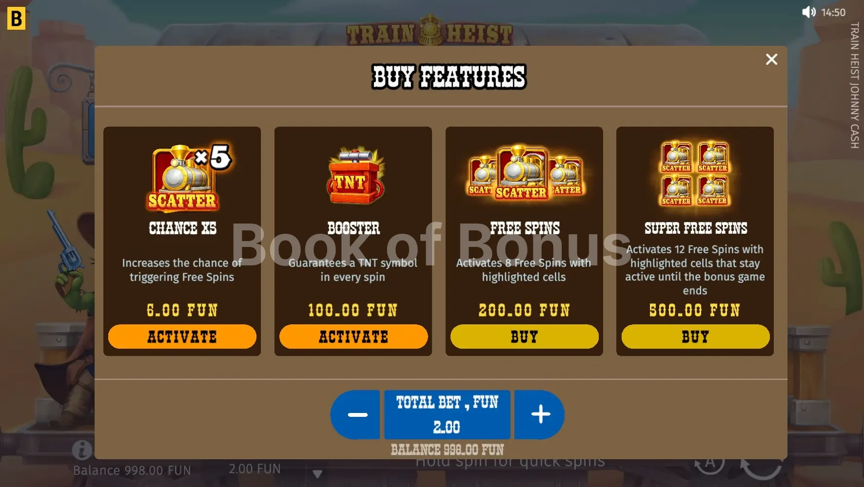 Achat de bonus Train Heist Johnny Cash
