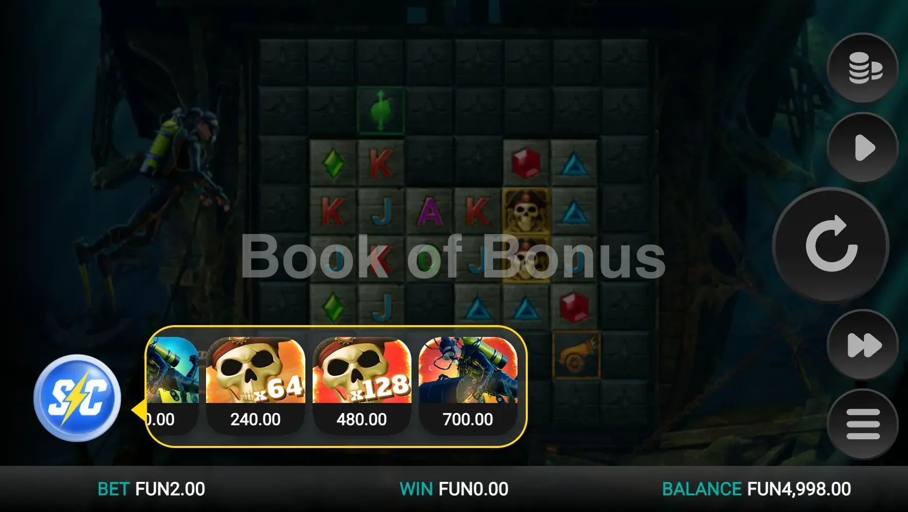 Achat de bonus Treasure Tumble