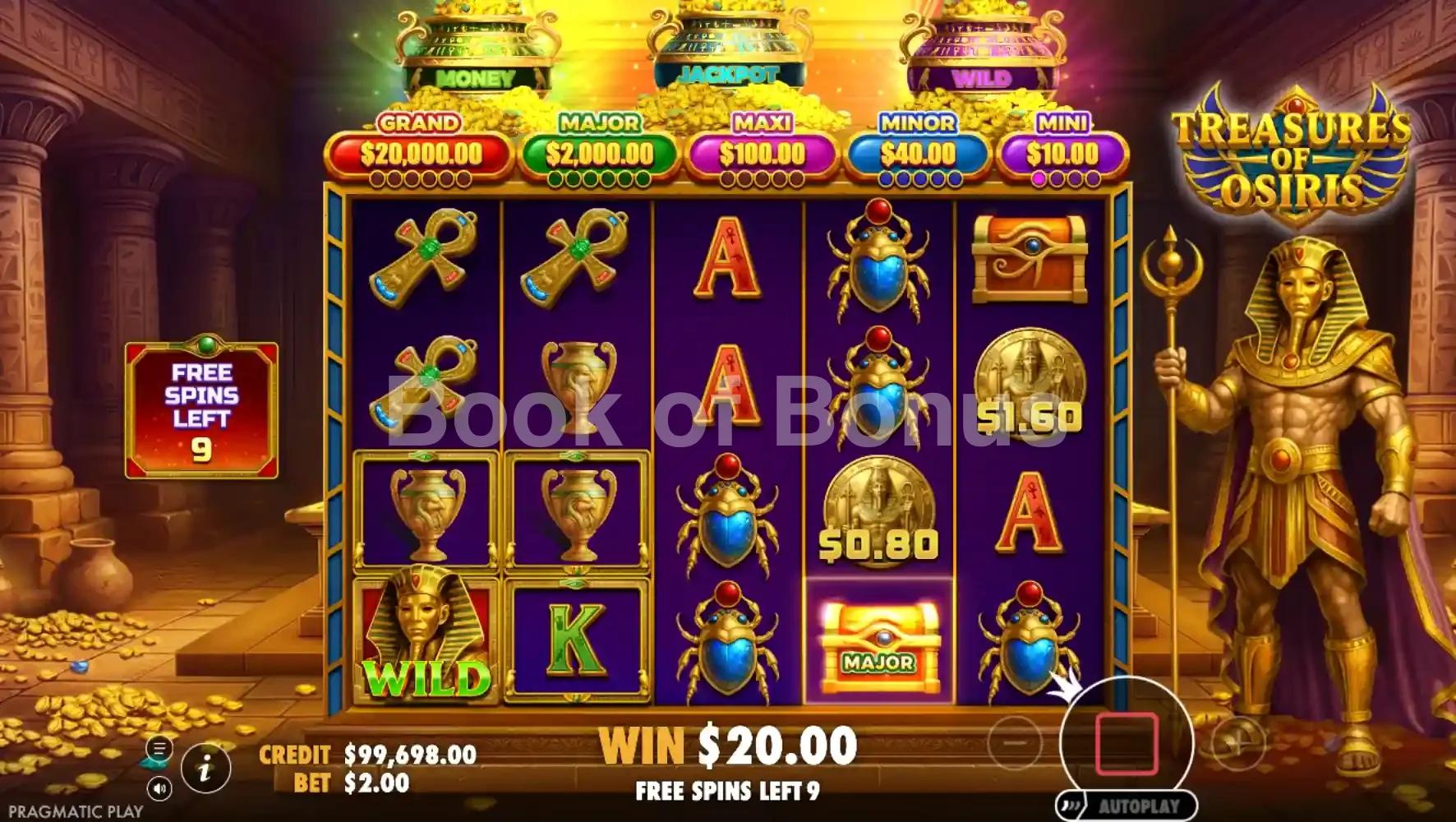 Treasures of Osiris par Pragmatic Play - tours gratuits