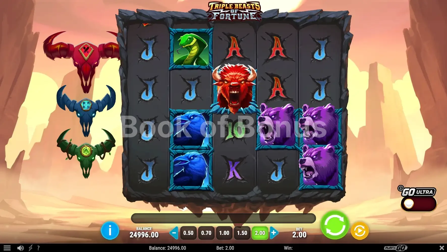 Grille de jeu Triple Beasts of Fortune