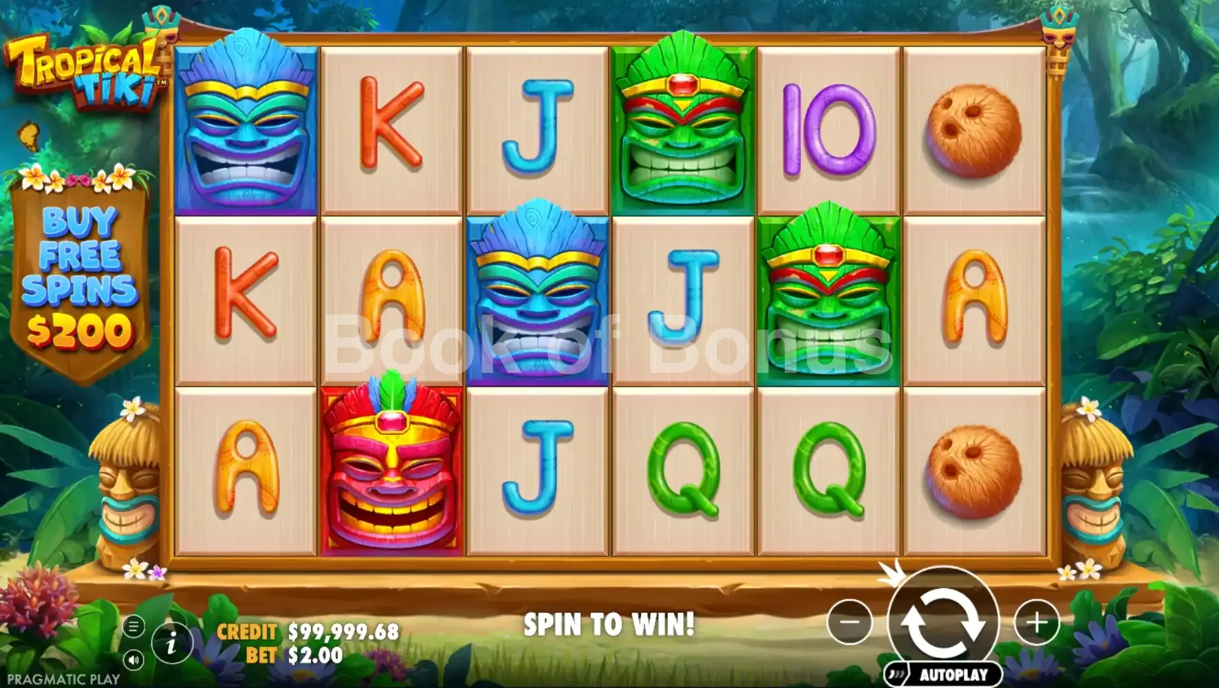 Tropical Tiki par Pragmatic Play - jeu de base et disposition des rouleaux