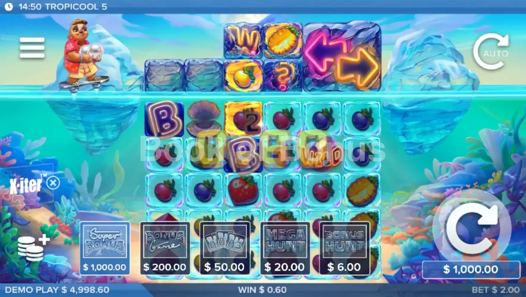 Tropicool 5 par ELK Studios - menu d'achat de bonus et options