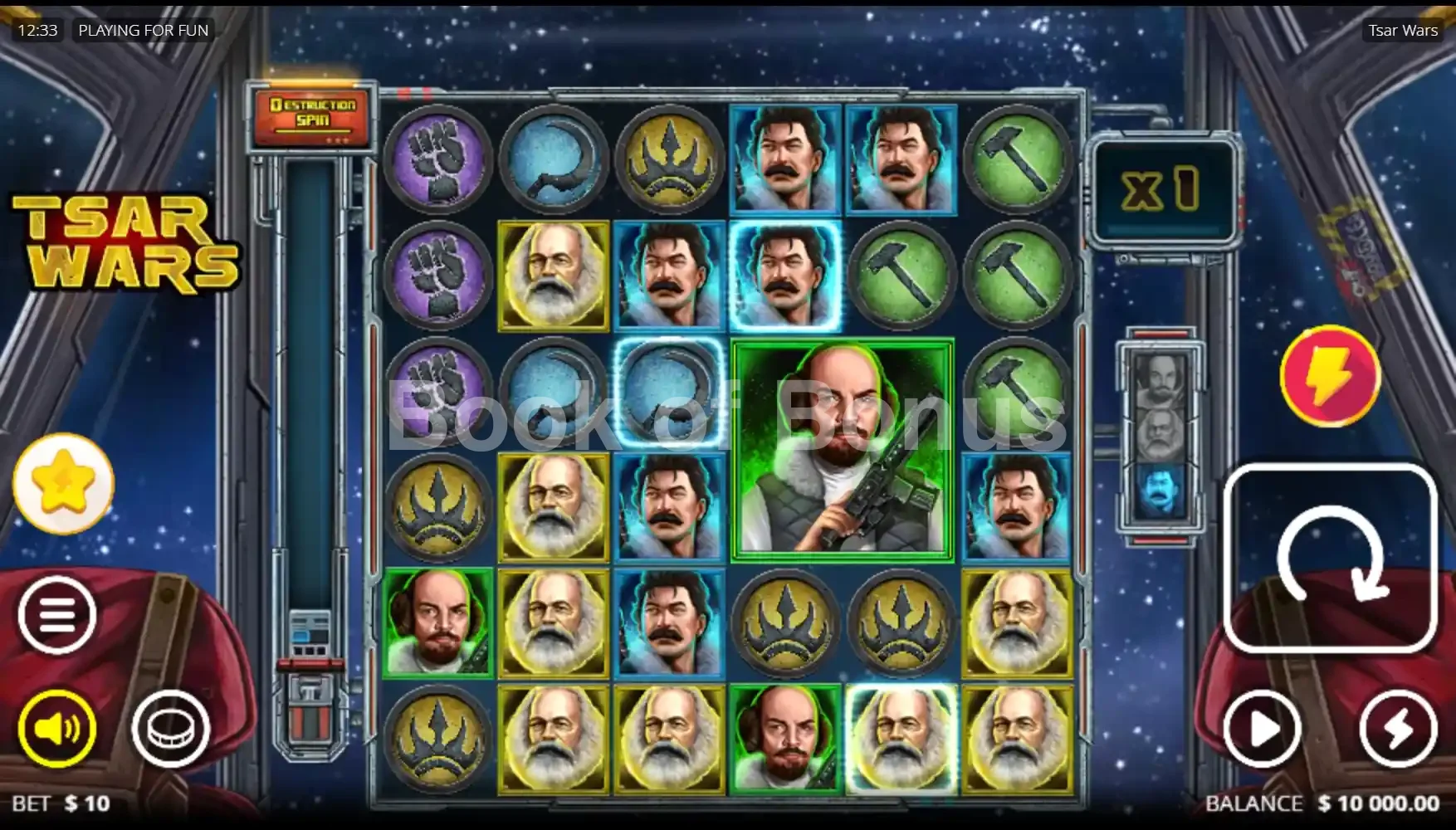 Tsar Wars par Nolimit City - jeu de base et disposition des rouleaux