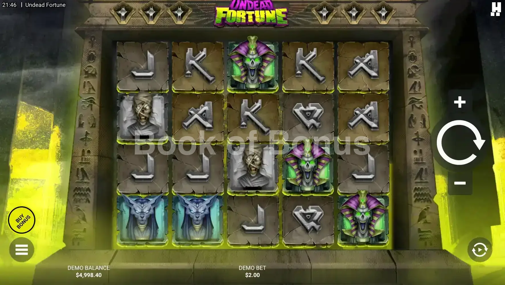 Undead Fortune par Hacksaw Gaming - jeu de base et disposition des rouleaux