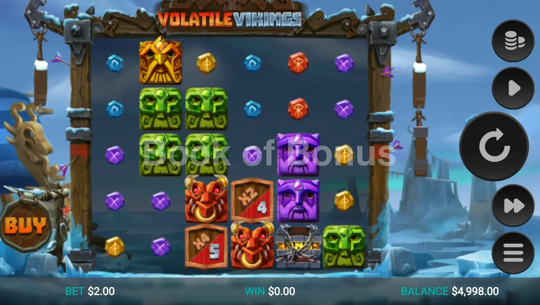 Volatile Vikings par Relax Gaming - jeu de base et disposition des rouleaux
