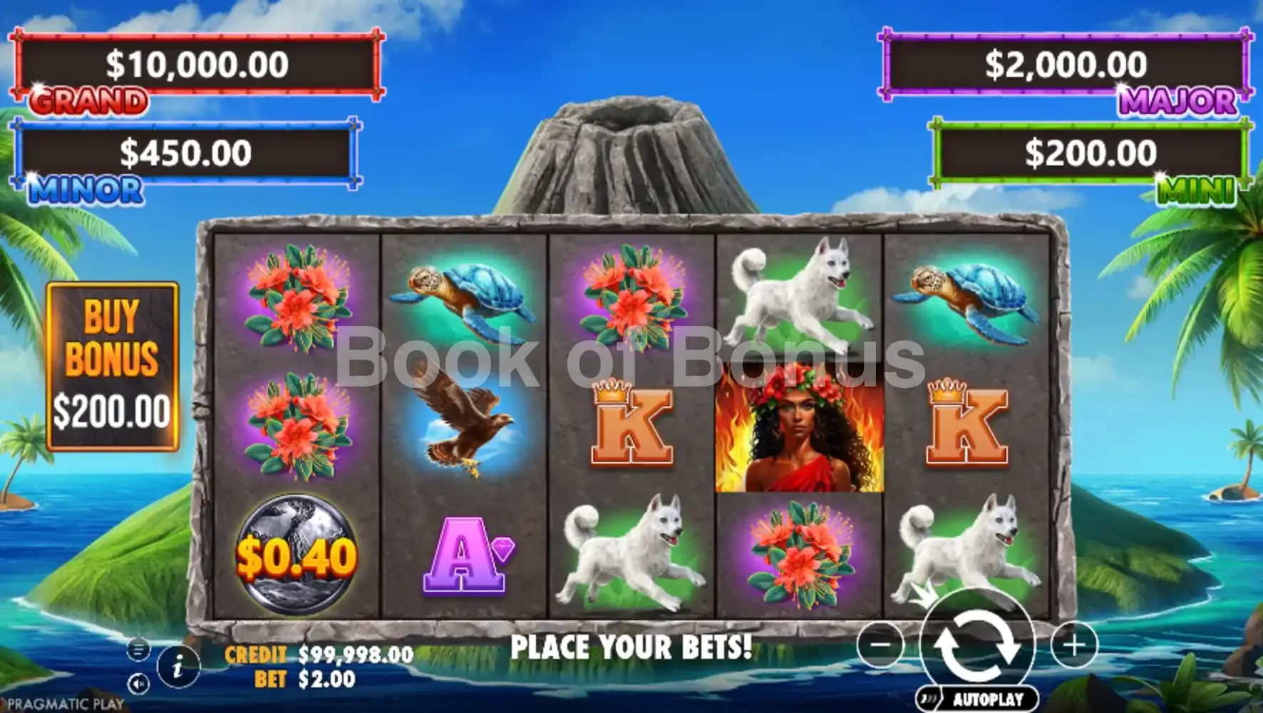Volcano Goddess par Pragmatic Play - jeu de base et disposition des rouleaux