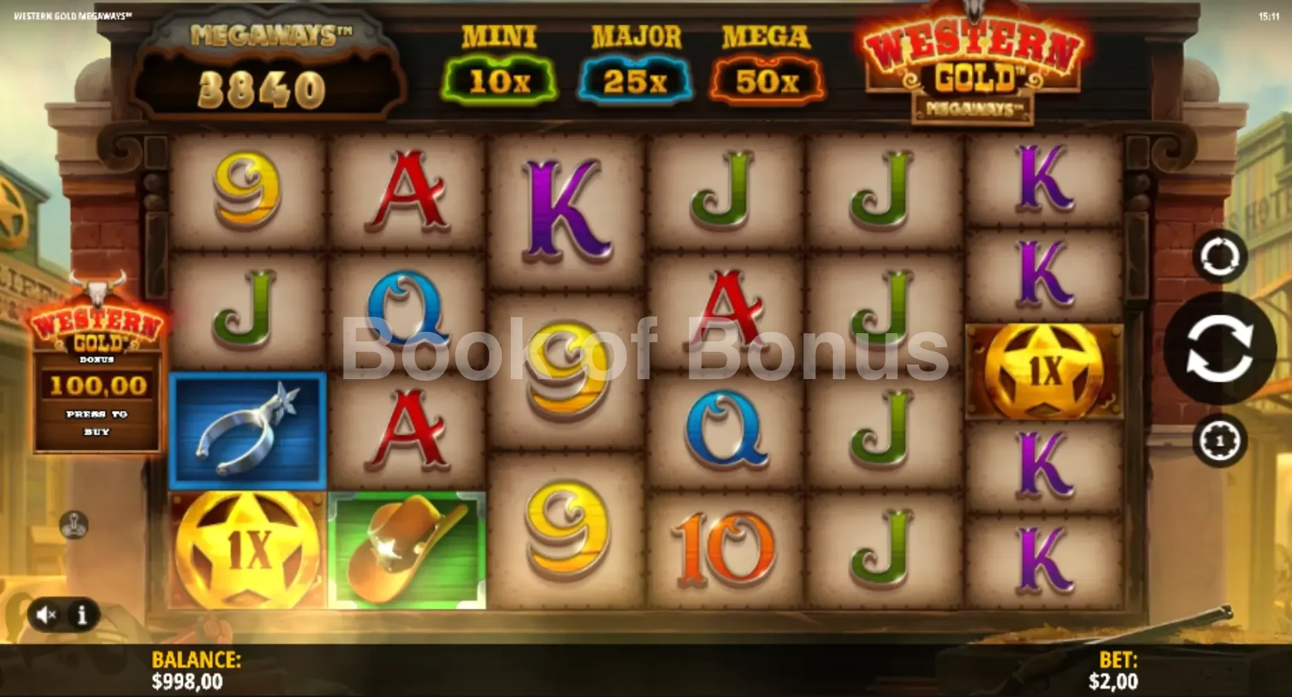 Western Gold Megaways par iSoftBet - jeu de base et disposition des rouleaux