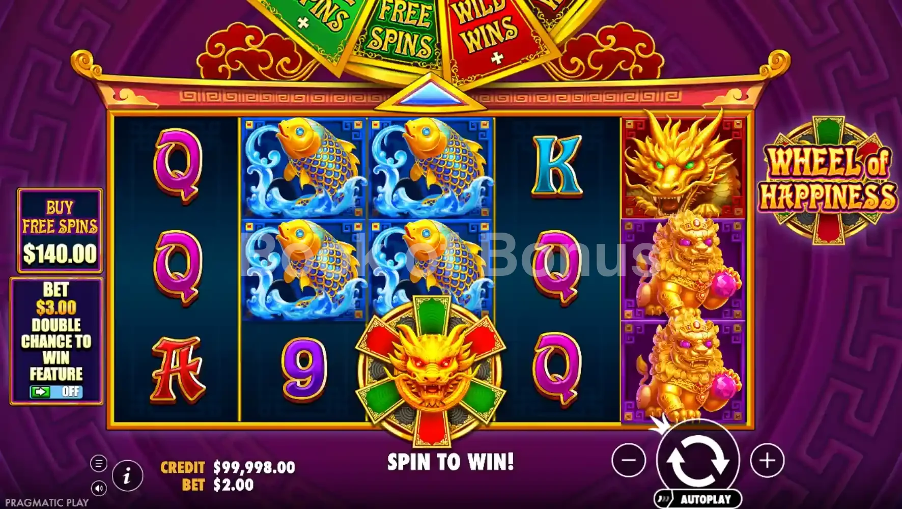Wheel of Happiness par Pragmatic Play - jeu de base et disposition des rouleaux