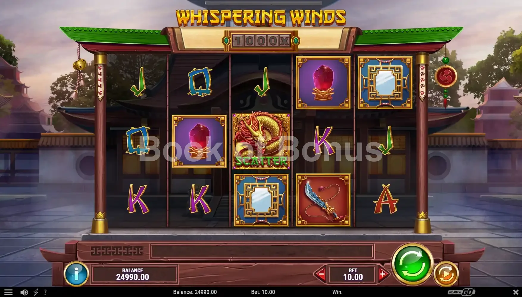 Whispering Winds par Play'n GO - jeu de base et disposition des rouleaux