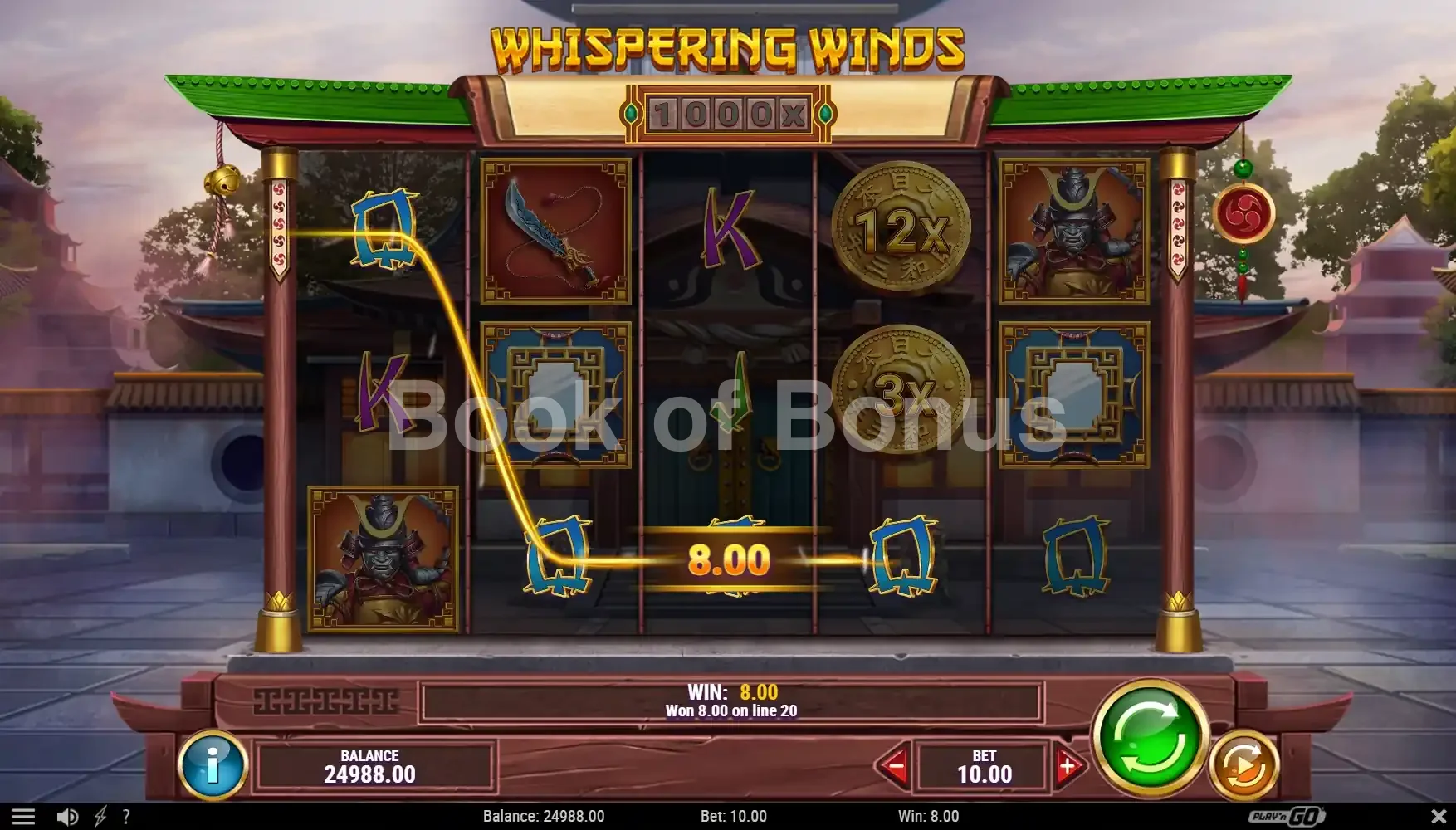 Whispering Winds par Play'n GO - spin result