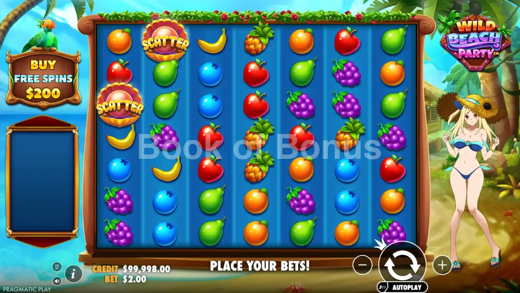 Wild Beach Party par Pragmatic Play - jeu de base et disposition des rouleaux