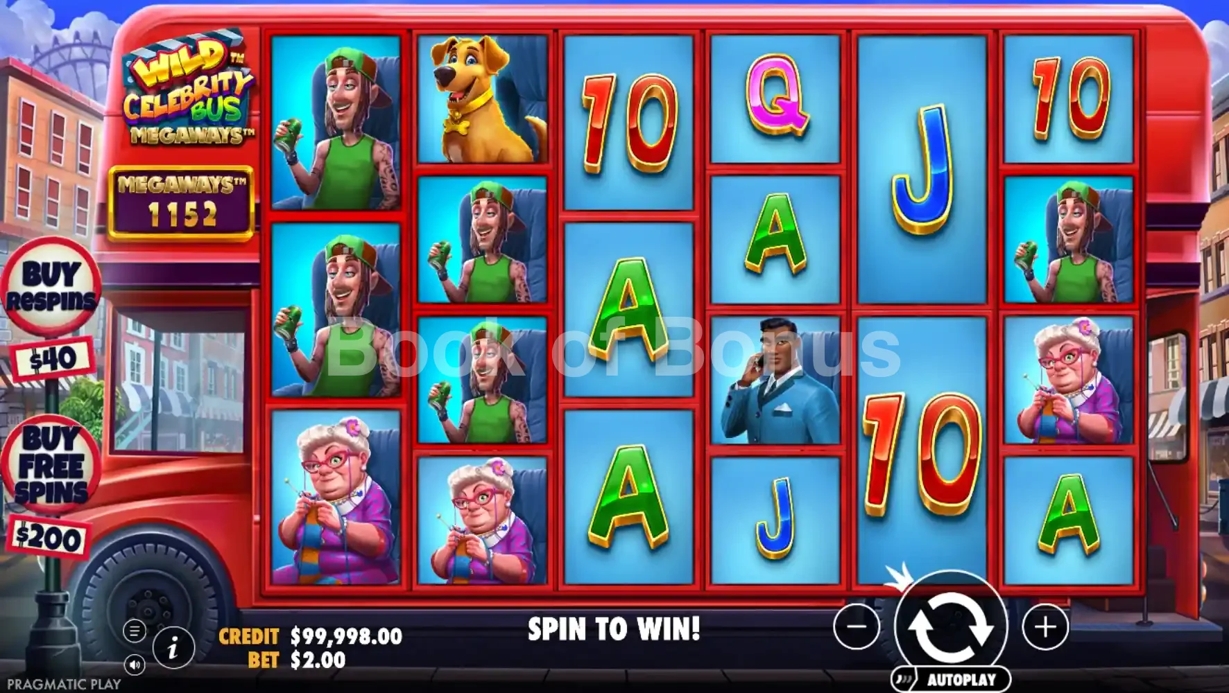 Jeu de base Wild Celebrity Bus Megaways