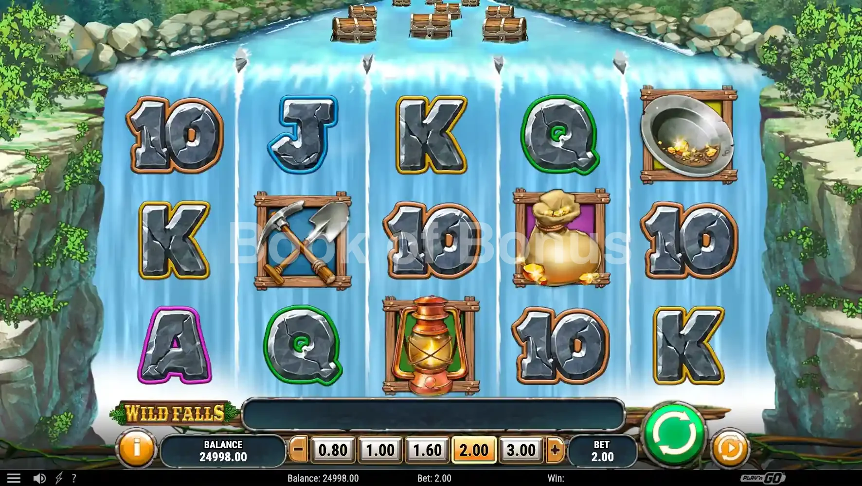 Wild Falls par Play'n GO - jeu de base et disposition des rouleaux