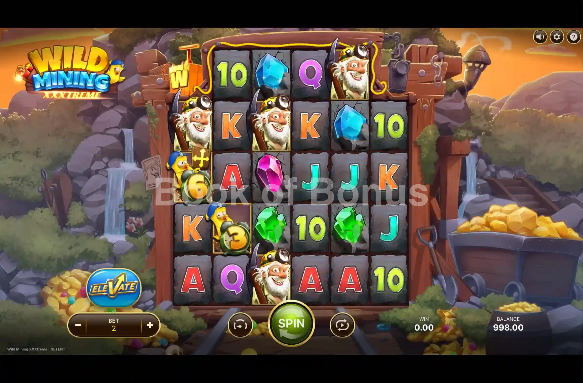 Wild Mining XXXtreme par NetEnt - jeu de base et disposition des rouleaux
