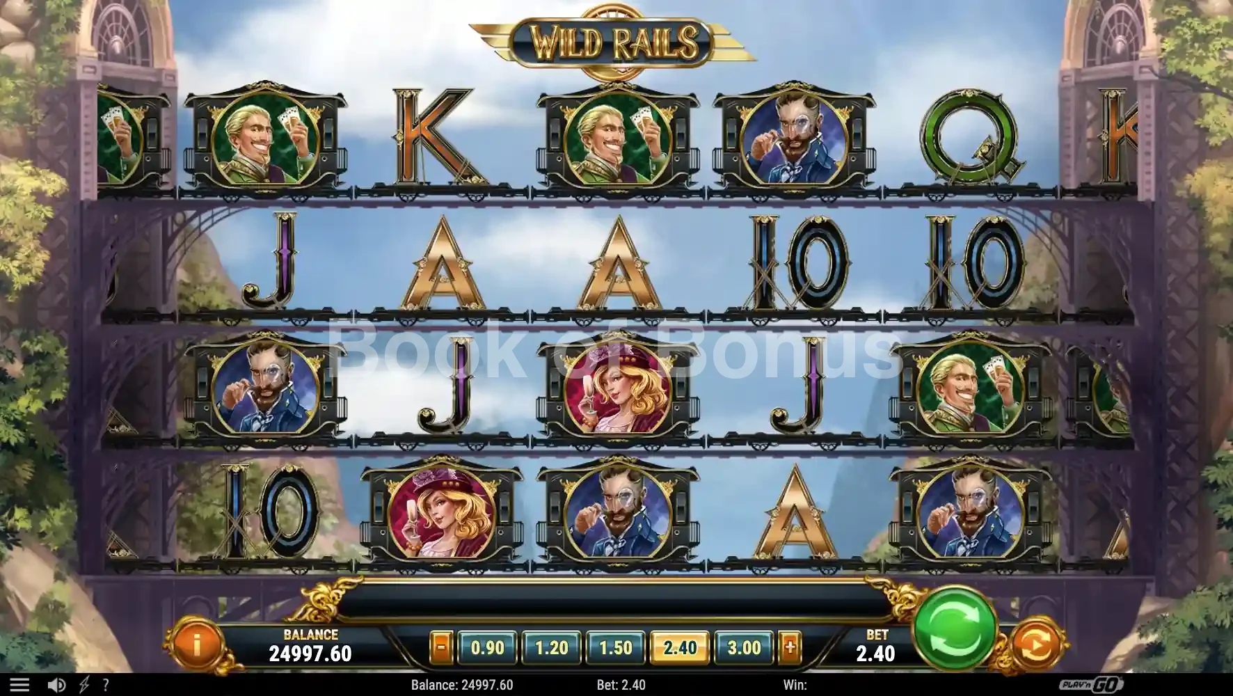 Wild Rails par Play'n GO - jeu de base et disposition des rouleaux