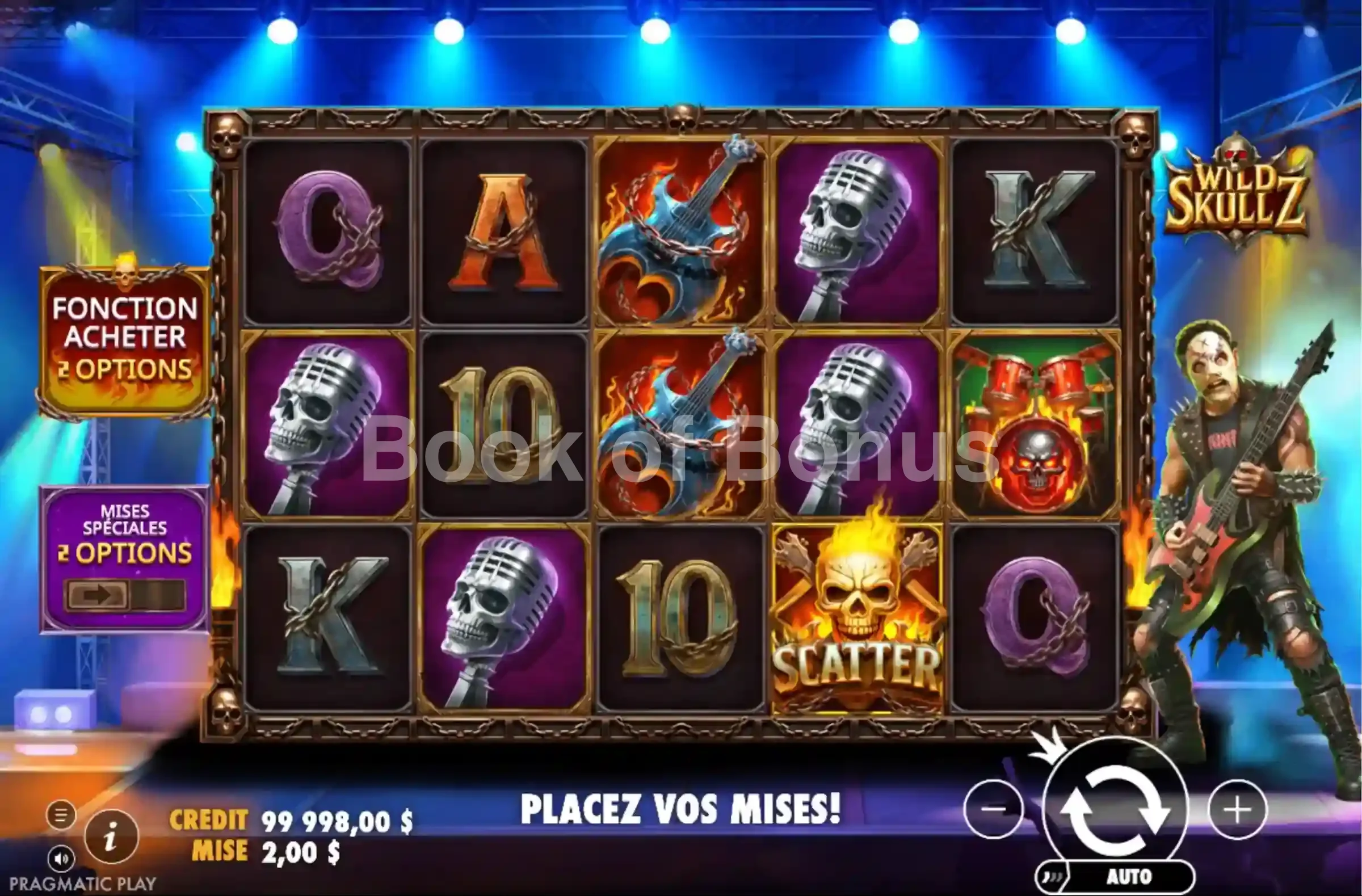 Wild Skullz par Pragmatic Play - jeu de base et disposition des rouleaux