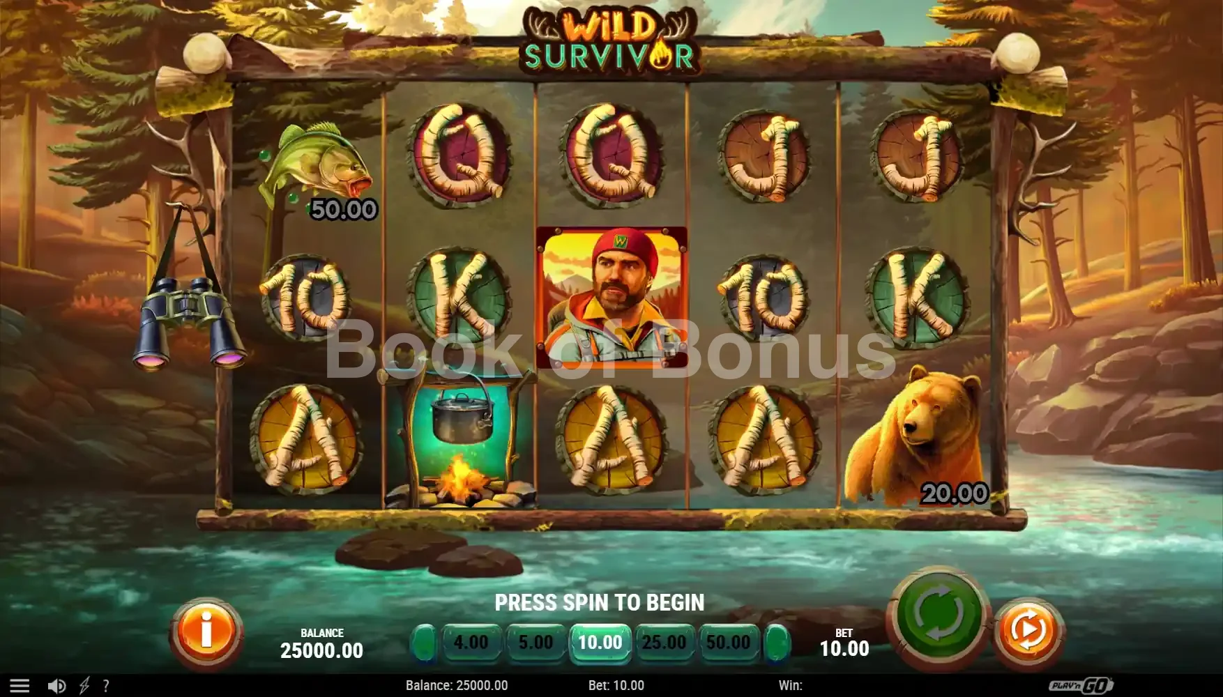 Wild Survivor par Play'n GO - jeu de base et disposition des rouleaux