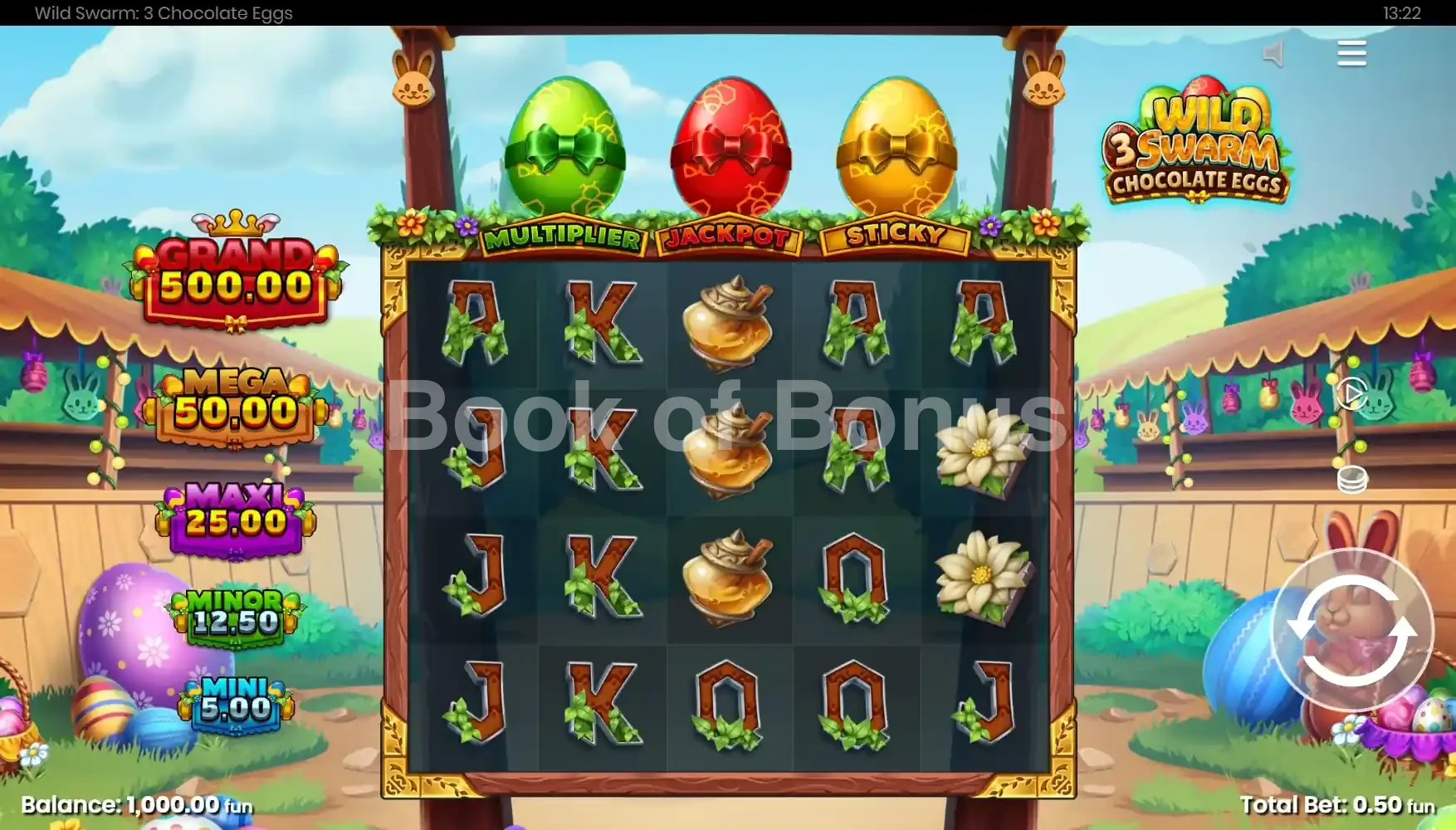 Wild Swarm 3 Chocolate Eggs par Push Gaming - jeu de base et disposition des rouleaux