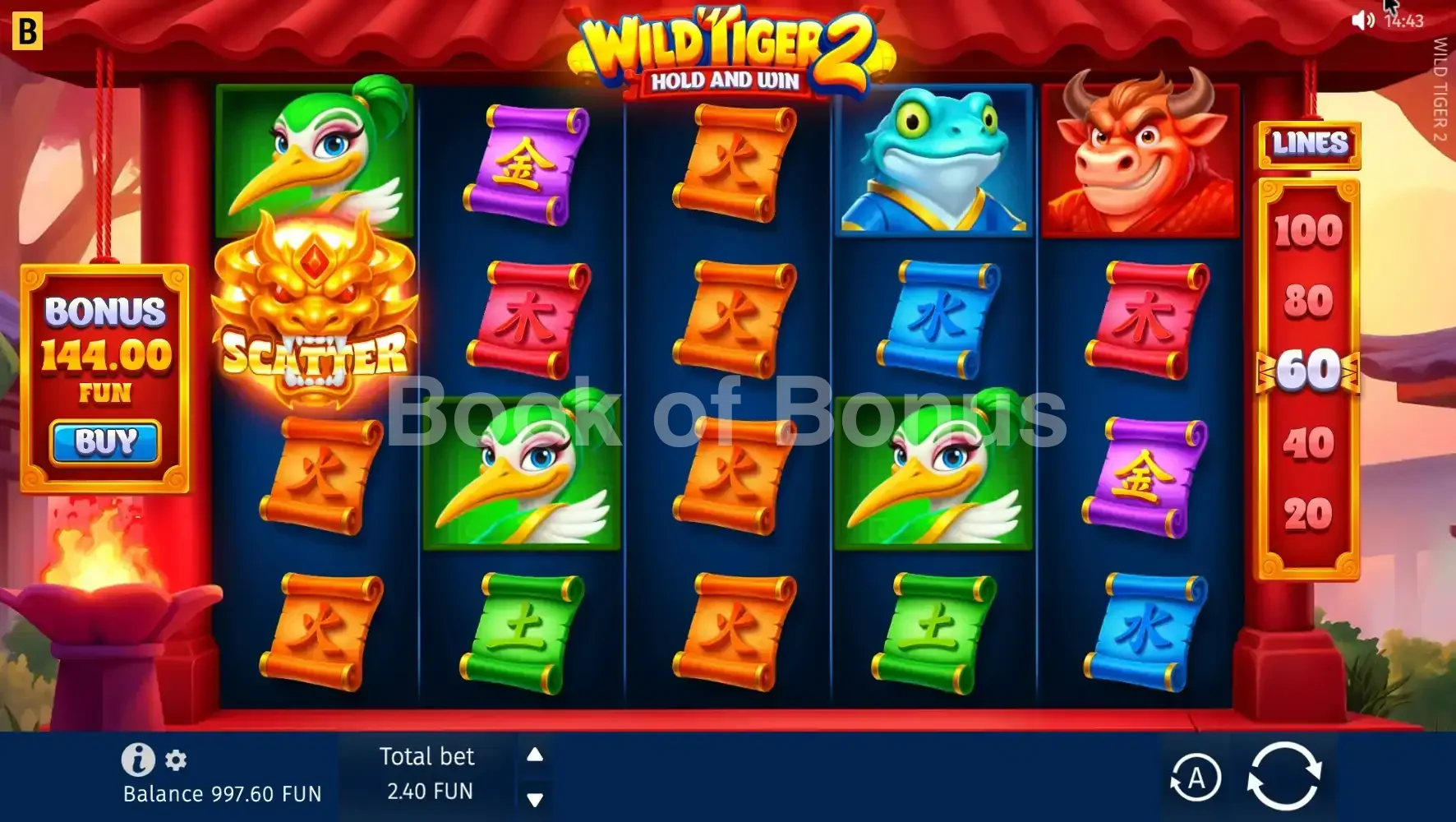 Wild Tiger 2 par BGaming - jeu de base et disposition des rouleaux