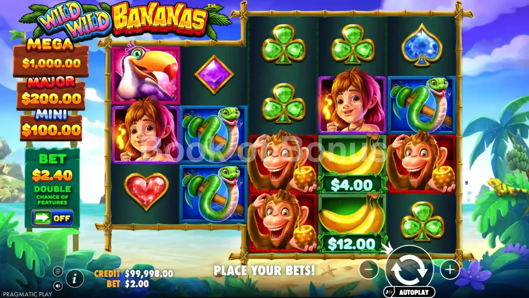Wild Wild Bananas par Pragmatic Play - jeu de base et disposition des rouleaux