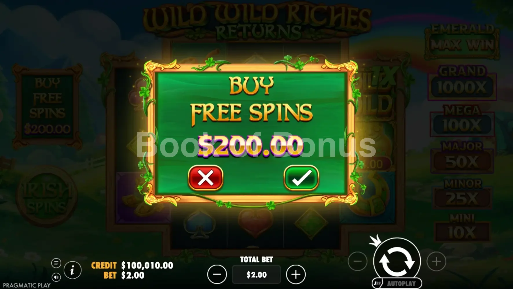 Achat de bonus Wild Wild Riches Returns